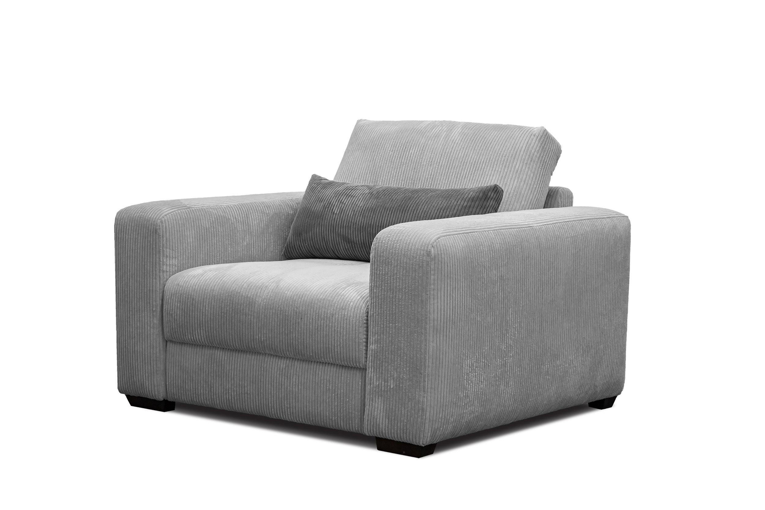 SESSEL OLI in Cordstoff hellgrau - Hellgrau, Holz/Textil (130/91/108cm) - Wozimo