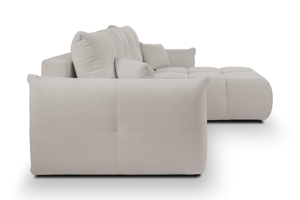 ECKSOFA MODA S Hellgrau Geflochtener Stoff mit Schlaffunktion - Hellgrau, Holz (257/177cm) - MASSENO
