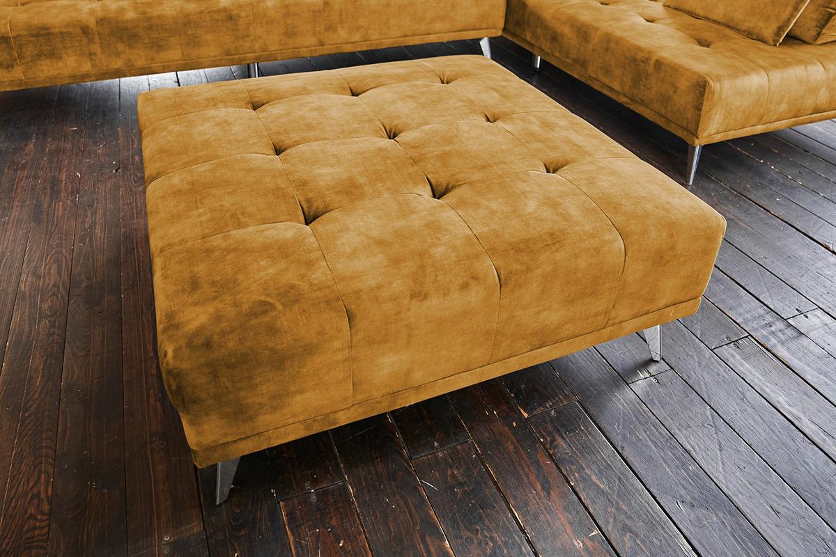 MODULSOFA MIT HOCKER WIOLO Braun Velvet - Silberfarben/Braun, Textil/Metall (350/80/350cm) - KAWOLA