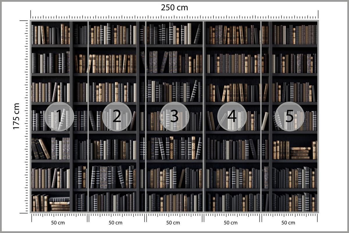FOTOTAPETE für Büro Bücherregale Bibliothek Literatur 250x175 - Beige/Creme, Papier (250/175cm) - Muralo