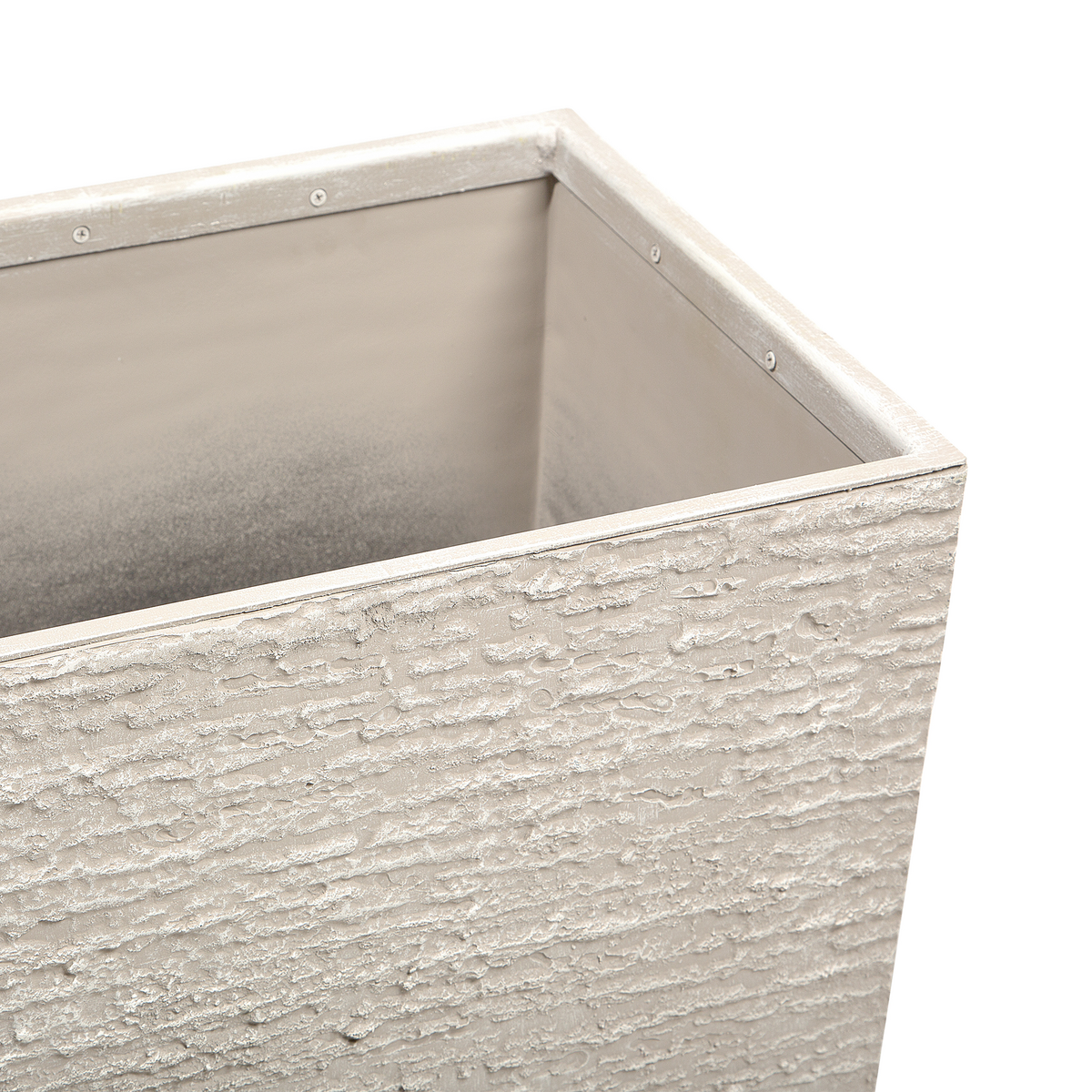 BLUMENTOPF hellbeige rechteckig 34/80/56 cm Edessa - Beige, Stein (56cm) - Beliani