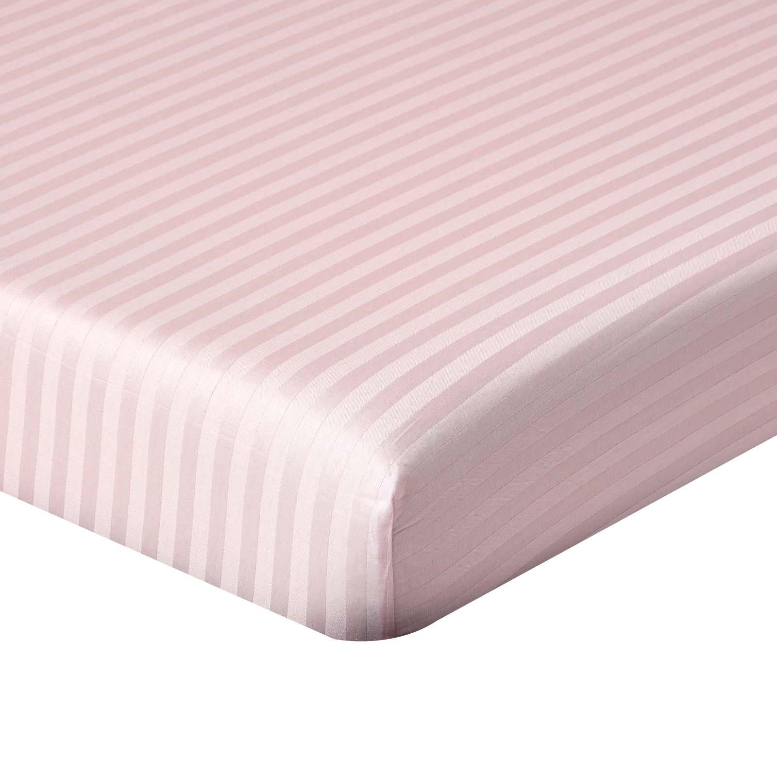 SPANNBETTLAKEN Damast gestreift, 100% Ägyptische Baumwolle - Rosa, Textil (140/190cm) - Homescapes