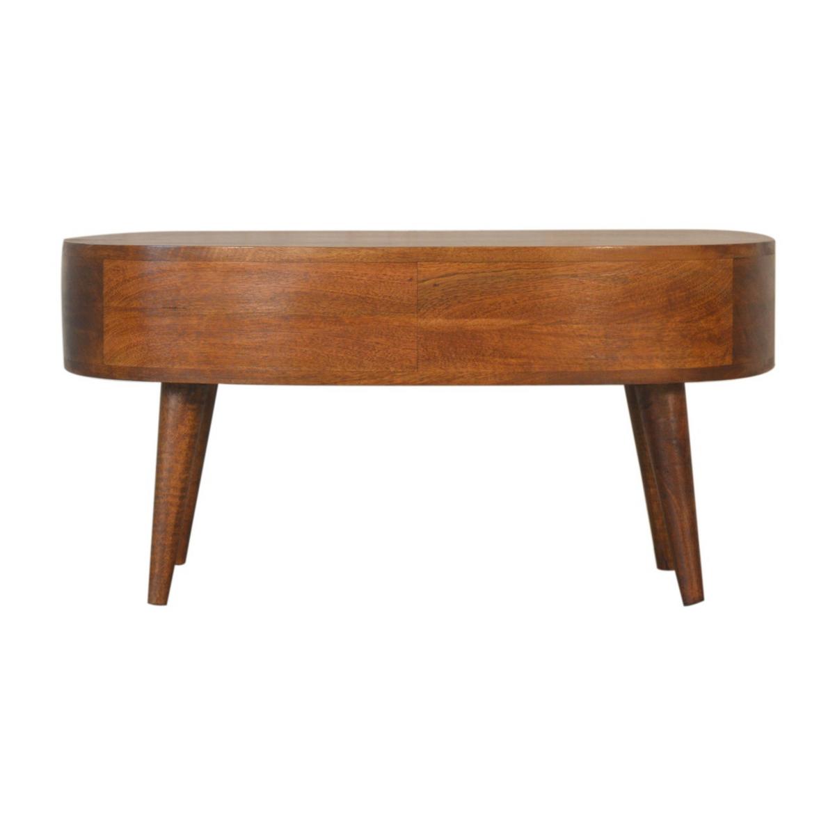 COUCHTISCH Massivholz-Kastanien-Welle, 1 Schublade und offenes Fach, Dunkelbraun - Dunkelbraun/Messingfarben, Mangoholz/Holz (50/80/40cm) - Artisan Furniture