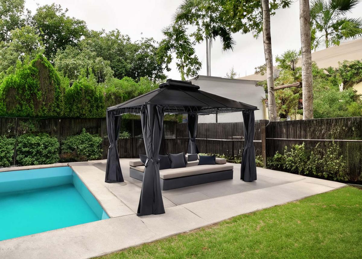 HARDTOP PERGOLA Cremeweiß - Weiß, Textil (360/290/300cm) - MCW