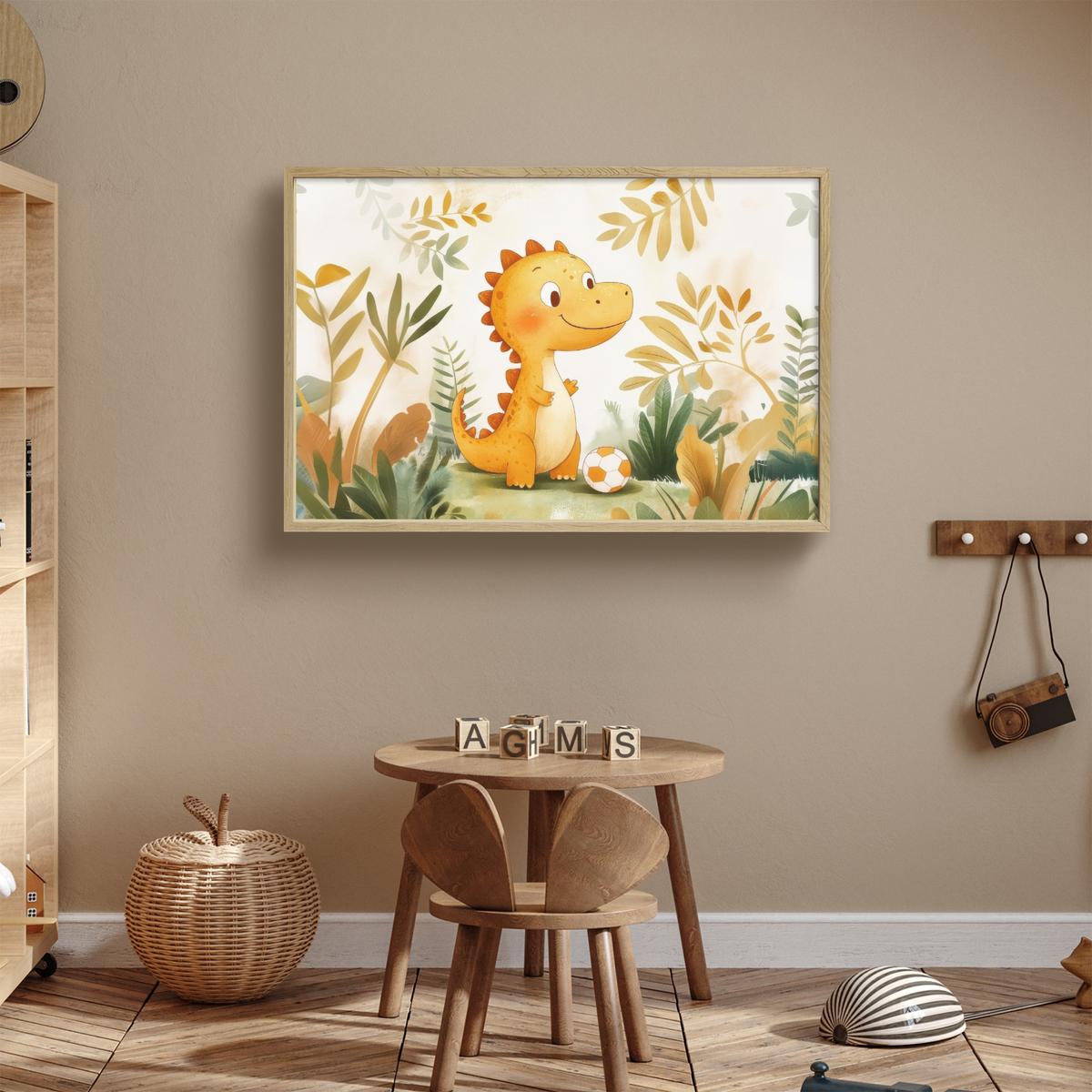 NACHTTISCHLAMPE MIT AKKU Dino - Fußball - Orange 100x70 cm - Beige, Holzwerkstoff (8/100/70cm) - OnlyWow