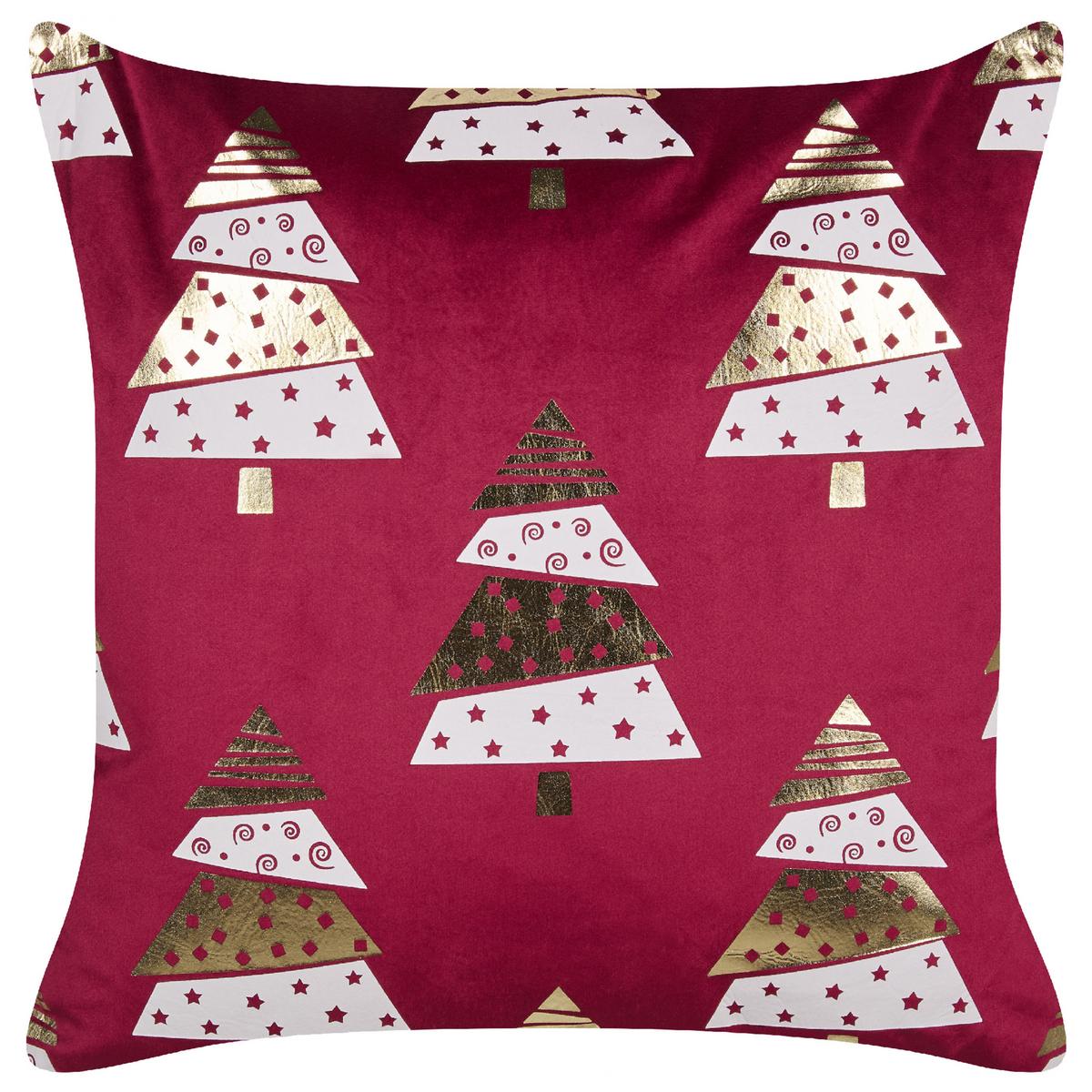 DEKOKISSEN 2er-Set Rot 45/45 cm Goldspruce - Rot, Textil (45/45cm) - Beliani