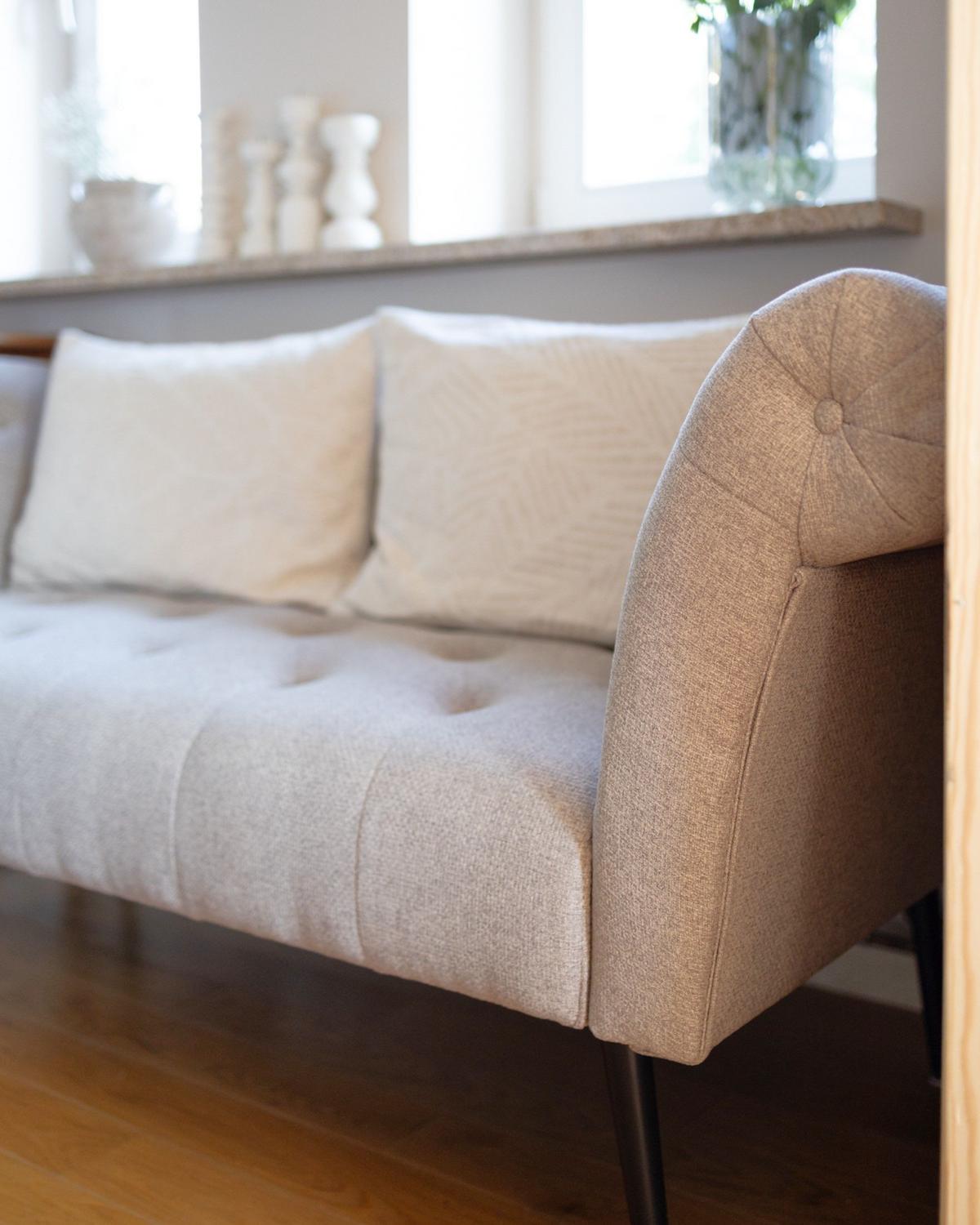 CHAISELONGUE Stoff Hellbraun Nantilly - Hellbraun/Schwarz, Textil (175/76/69cm) - Beliani