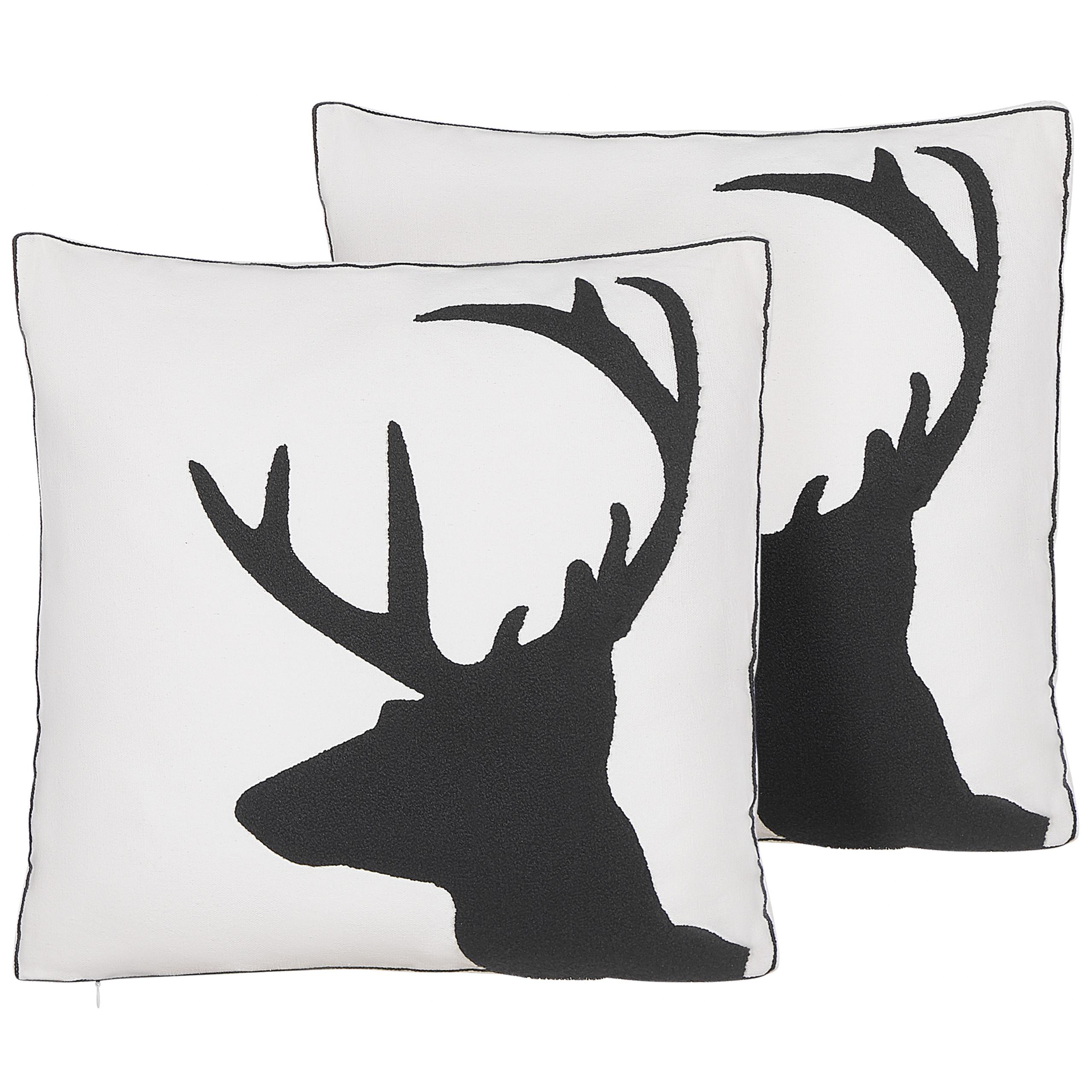 DEKOKISSEN 2er-Set Weiß 45/45 cm Shadrack - Weiß, Naturmaterialien/Textil (45/45cm) - Beliani