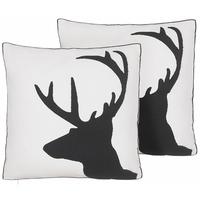 DEKOKISSEN 2er-Set Weiß 45/45 cm Shadrack - Weiß, Naturmaterialien/Textil (45/45cm) - Beliani