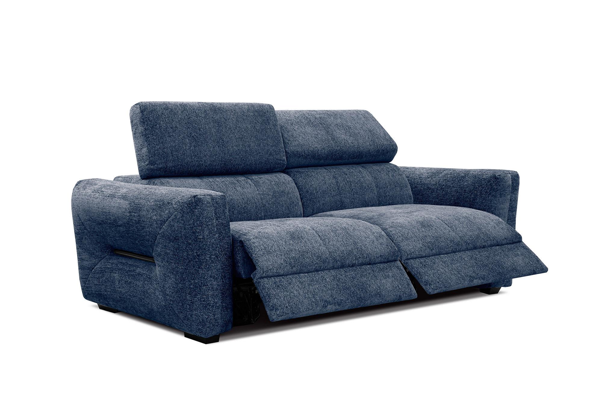 SOFA CALVERA 3-Sitzer mit 2 Relaxfunktionen, dunkelblau - Dunkelblau, Holzwerkstoff/Textil (204/79/106cm) - Wozimo