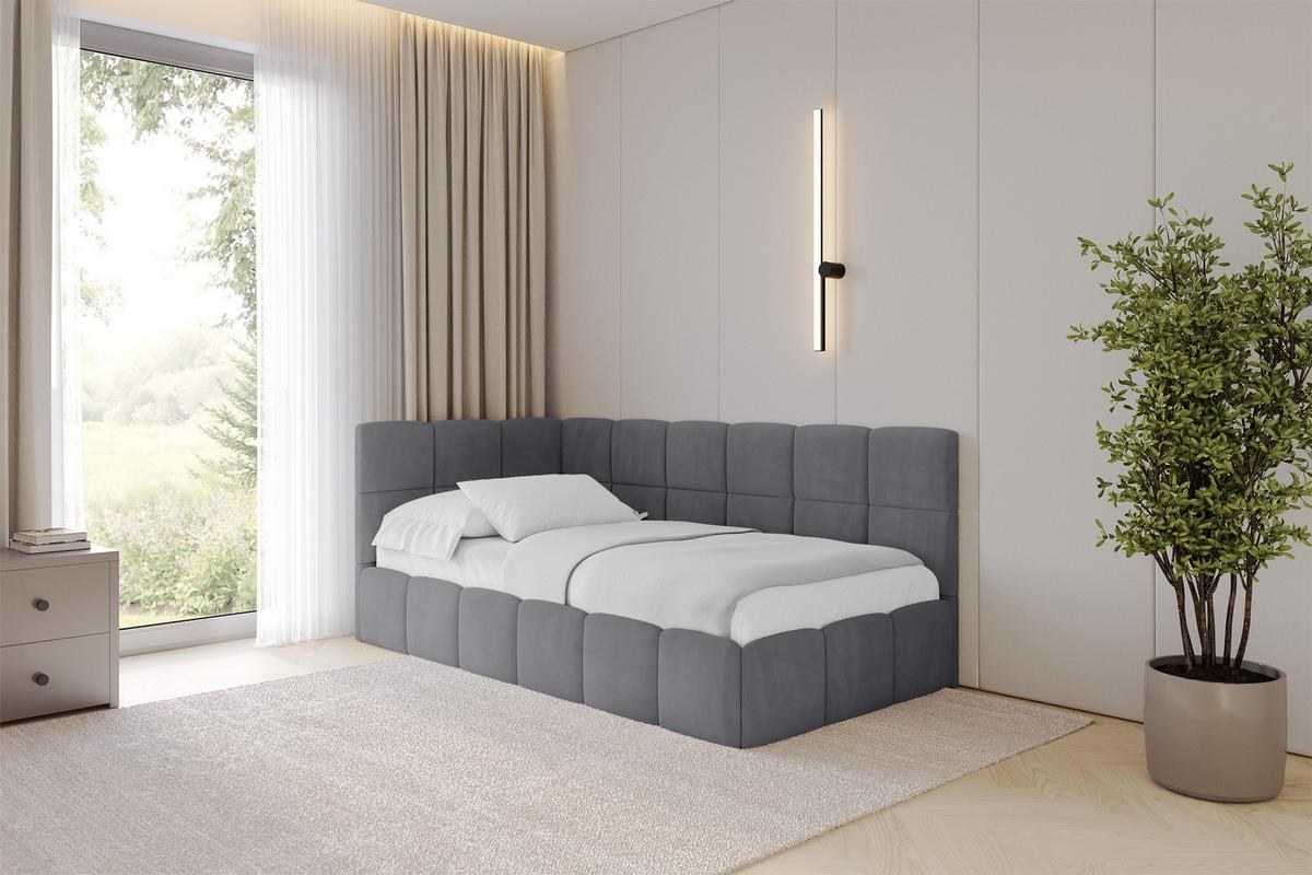 EINZELBETT Jugendbett mit Bettkasten Rechts, ohne Matratze - LIVY 100x200 Dunkelgrau - Dunkelgrau, Holzwerkstoff/Textil (100/200cm) - ALTDECOR
