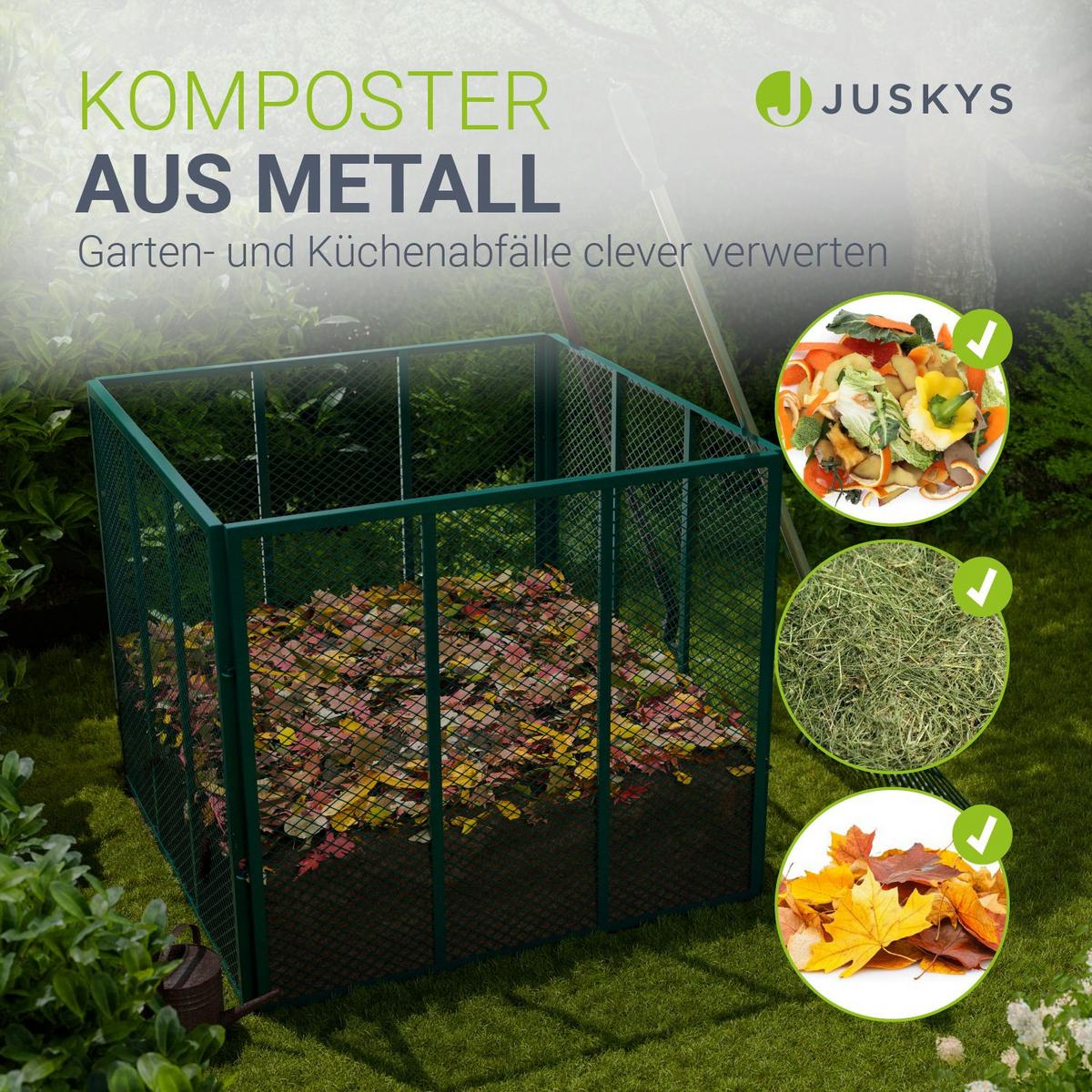 KOMPOSTER Metall dunkelgrün 800L - Grün, Metall (100/80/100cm) - Juskys