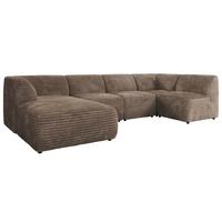 WOHNLANDSCHAFT MODARO U 5M - Braun Cord - Links - Schwarz/Braun, Textil (180/78/345cm) - MKS