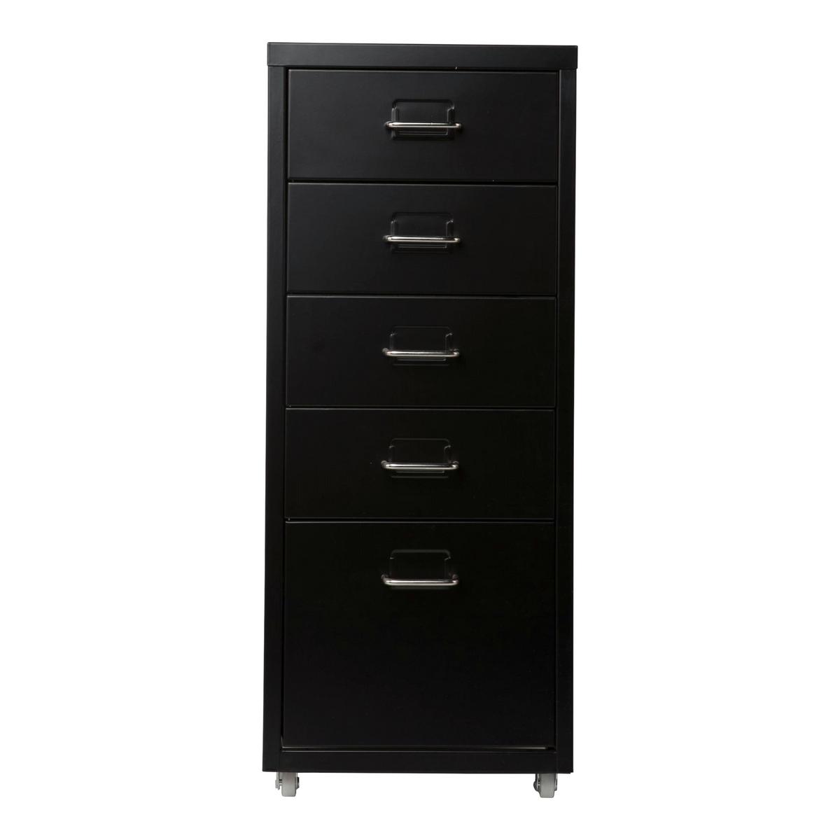 ROLLCONTAINER Kökar - Schwarz, Metall (28/69/41cm) - [en.casa]