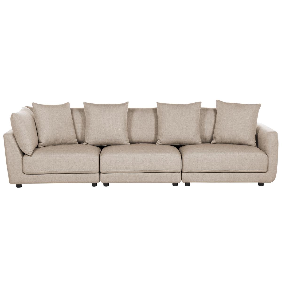3-SITZER-SOFA beige mit Ottomane Sigtuna - Beige/Schwarz, Textil (300/86/102cm) - Beliani