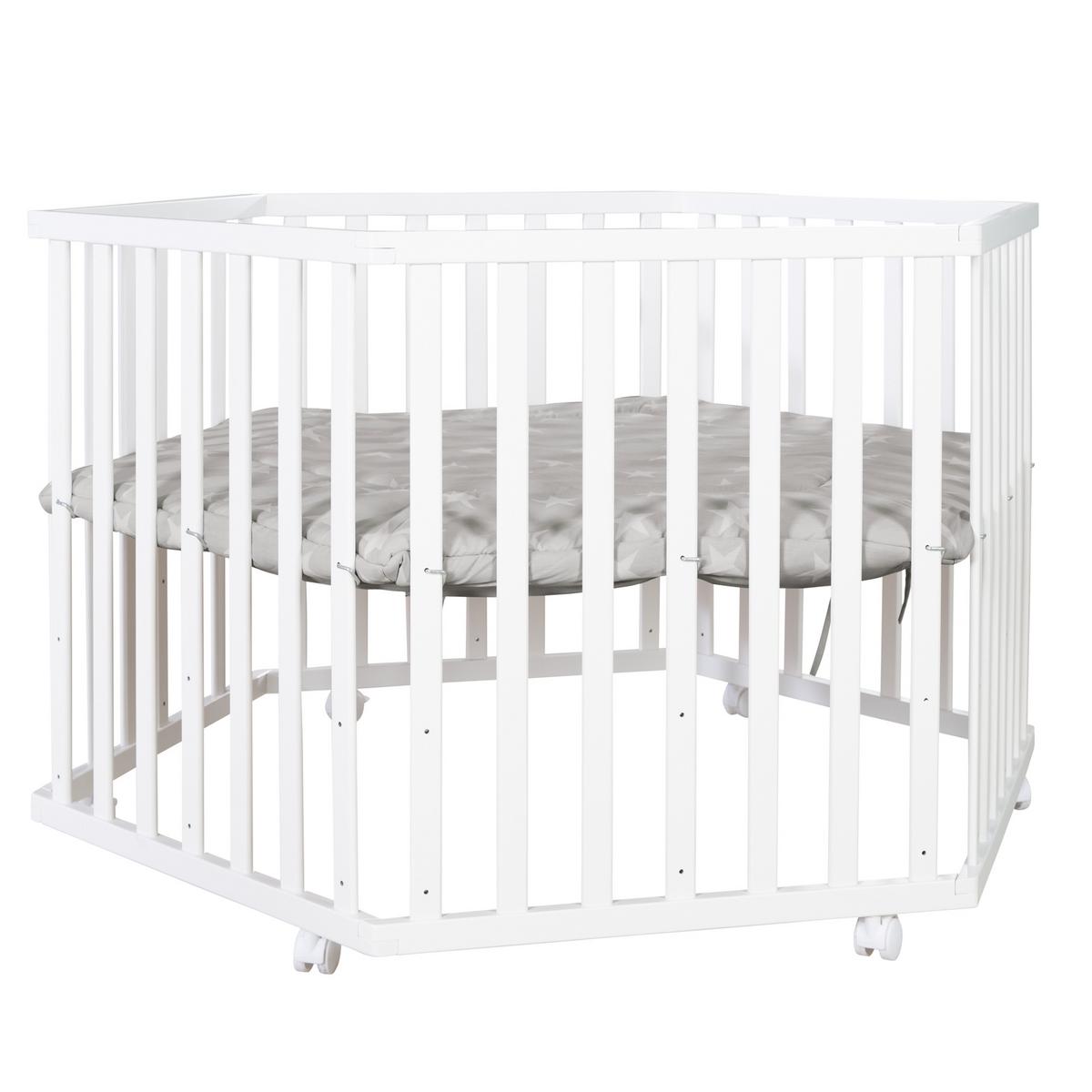 LAUFGITTER 6-eckig Little Stars - Weiß, Holzwerkstoff (118.5/72.5/103.5cm) - Roba