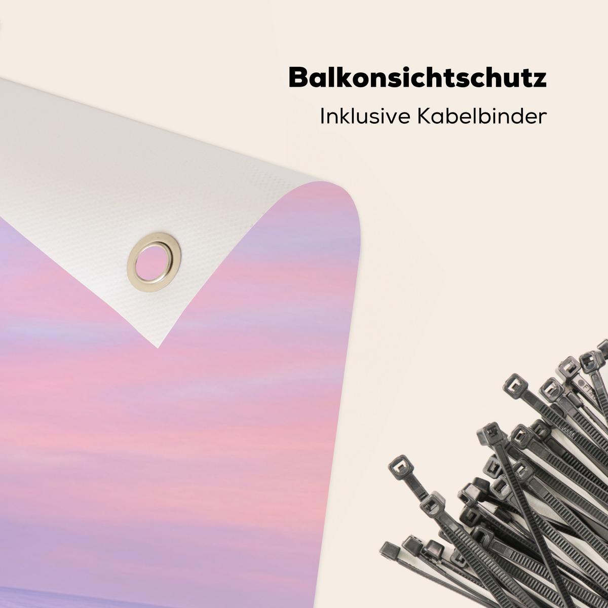 BALKON-SICHTSCHUTZ Leuchtturm - Dünen - Sonnenuntergang Witterungsbeständig 200x90 cm - Hellrosa, Kunststoff (200/90cm) - MuchoWow