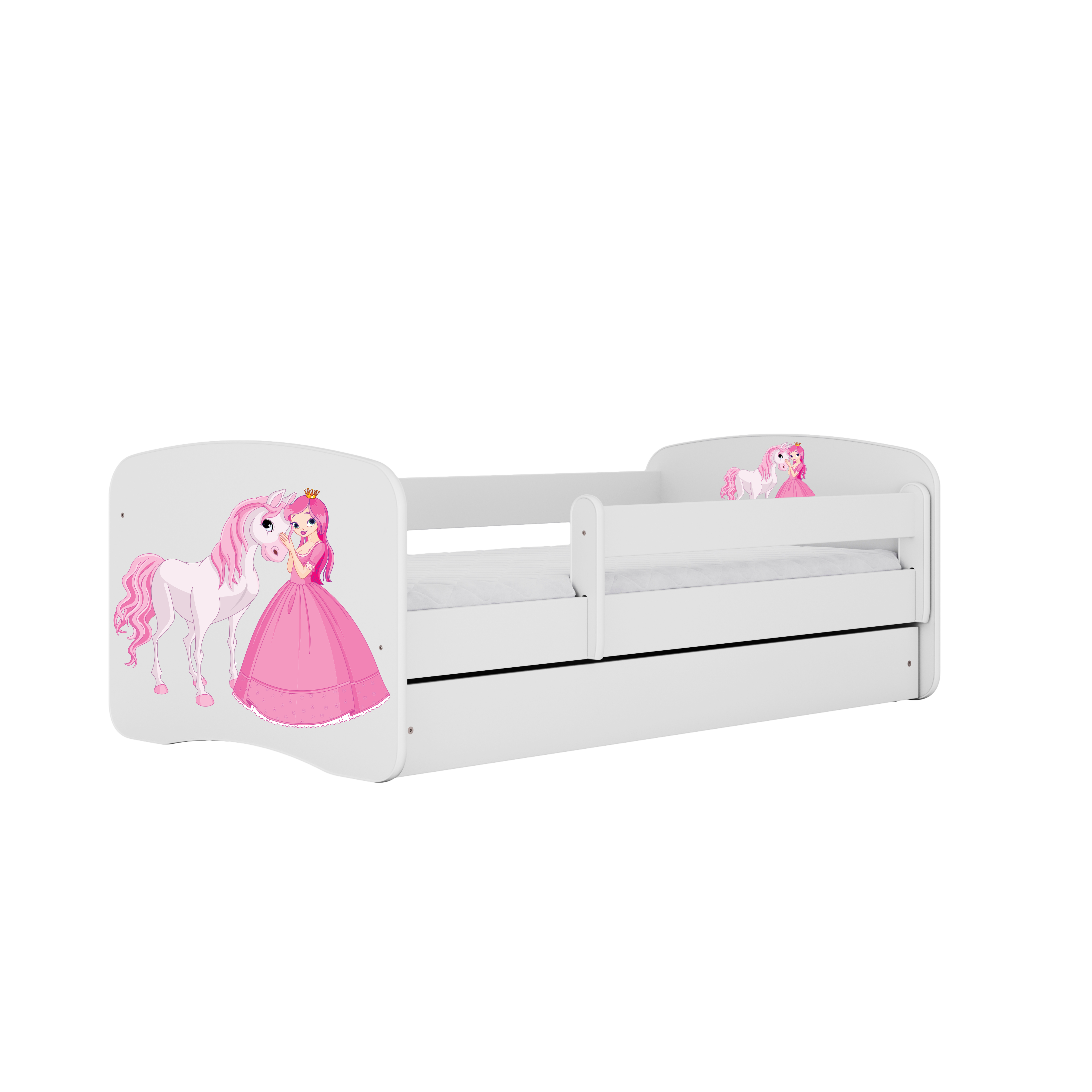 KINDERBETT Prinzessin Pferd mit Schublade 180/80 90/61/184 - Weiß, Holzwerkstoff (80/180cm) - RAUMHIRSCH FURNITURE