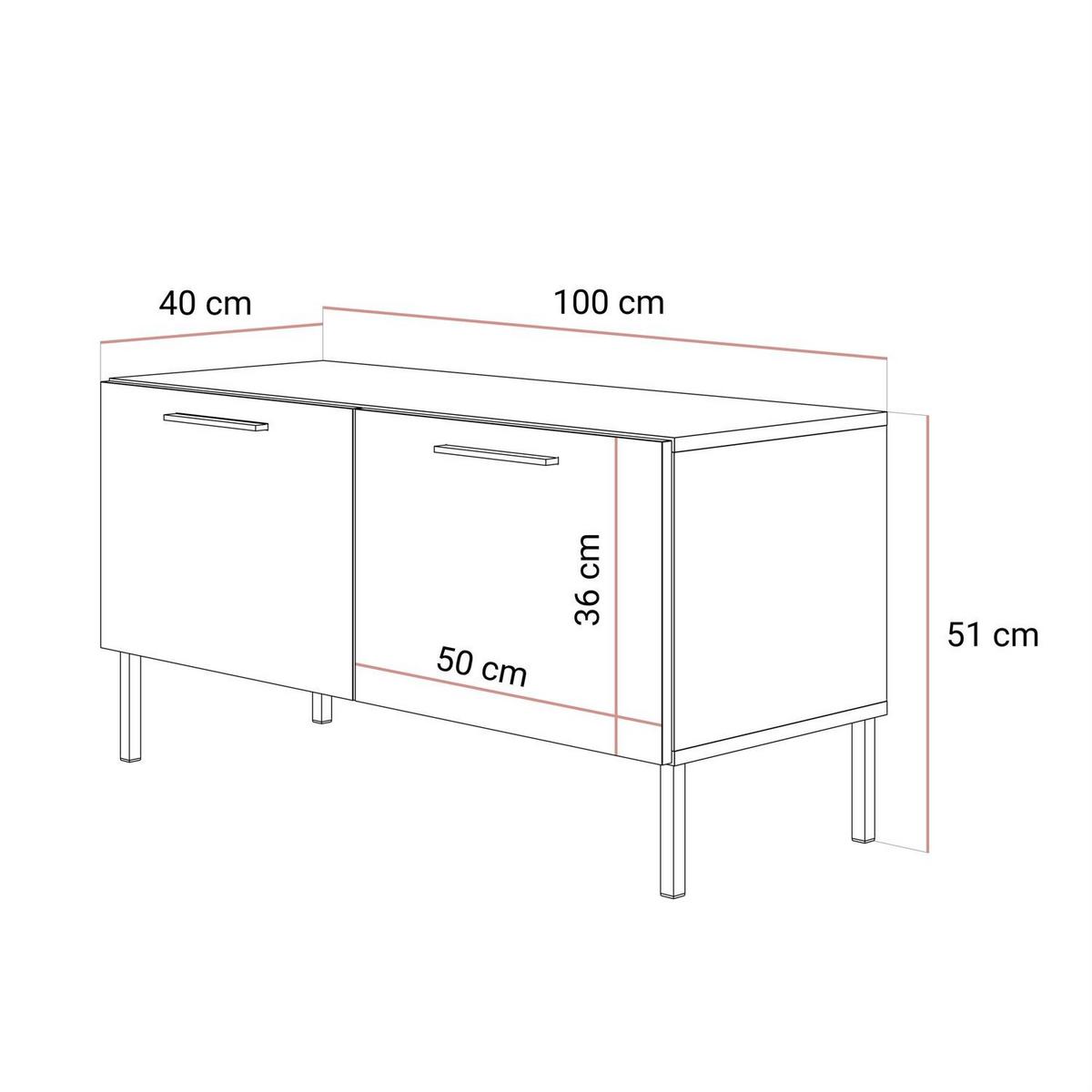 TV-ELEMENT AURA 100 KASCHMIR Hochglanz auf geraden kaschmirfarbenen Beinen + LED - Kaschmir, Holzwerkstoff (100/51/40cm) - Lookway