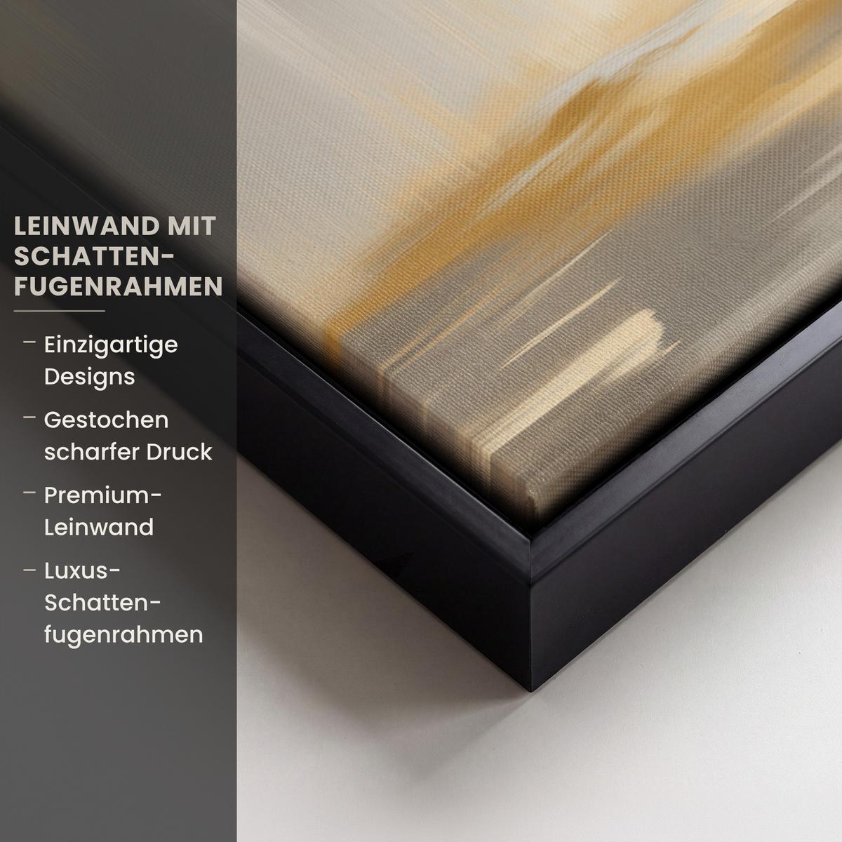 LEINWAND Bilder mit Rahmen - Gemälde - Baum - Abstrakt - Blätter - 70x50 - Beige, Textil (70/50cm) - MuchoWow