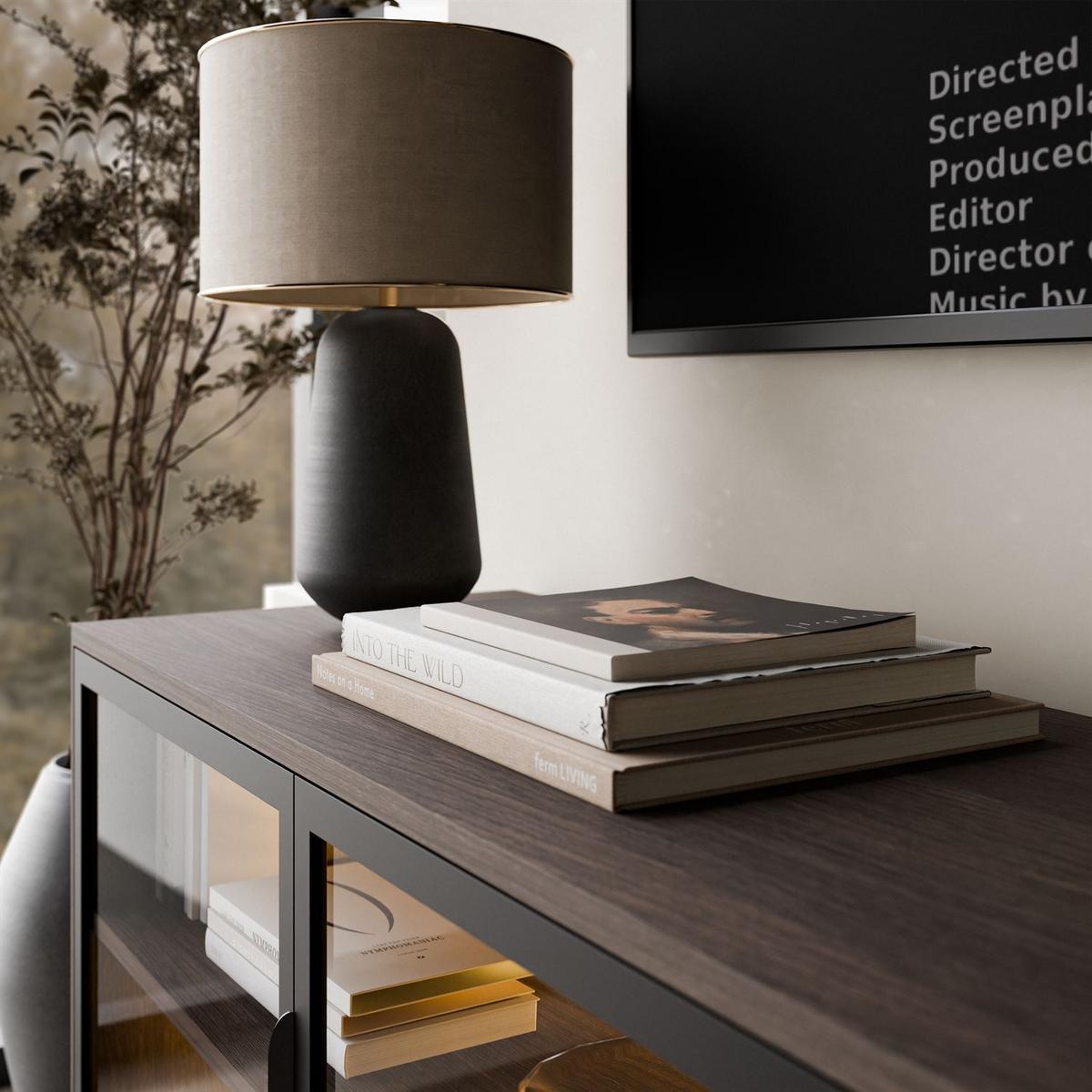 TV-ELEMENT LINEA LOFT mit LED-Beleuchtung Eiche + Schwarz - Eichefarben, Holzwerkstoff (181/62/39cm) - Lookway