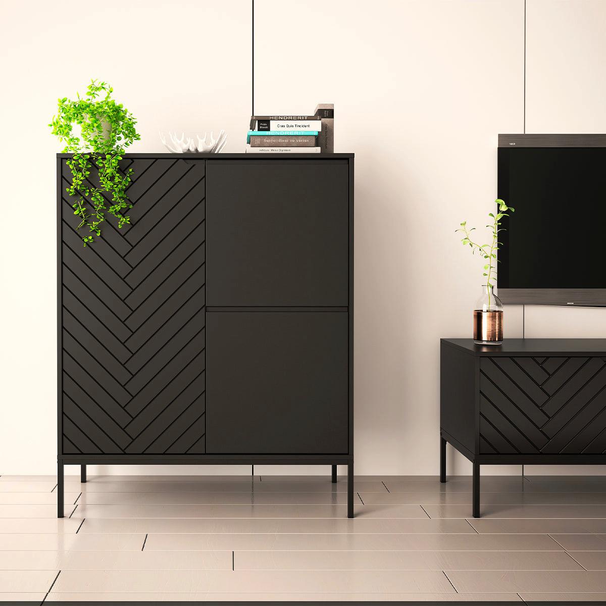 SIDEBOARD Daria Schwarz - Schwarz, Holzwerkstoff (102/145/39cm) - Petits-meubles