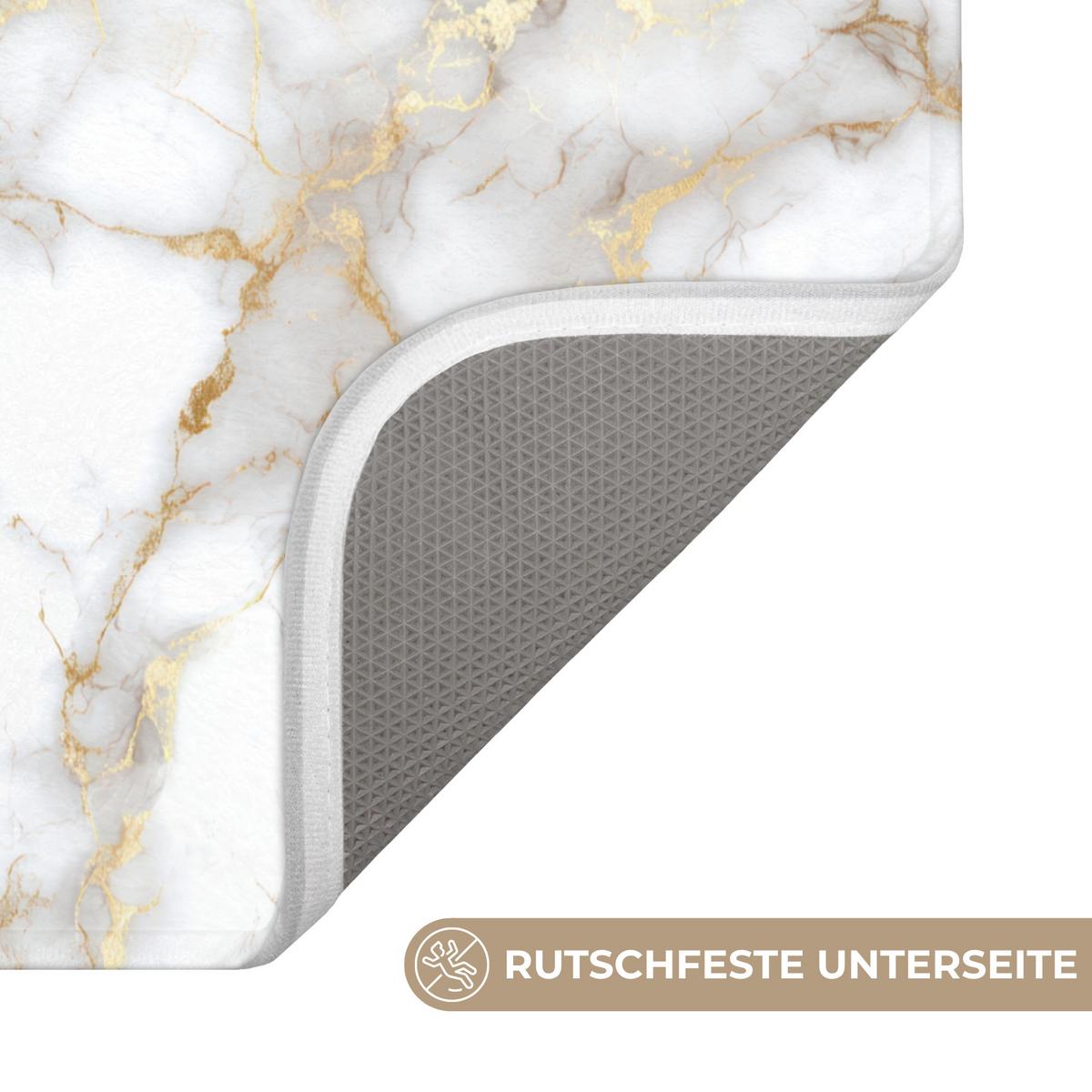 WC-VORLEGER Goldene Adern - Marmor - Weiß WC Teppich 50x80 cm - Weiß, Textil (50/1cm) - OnlyWow
