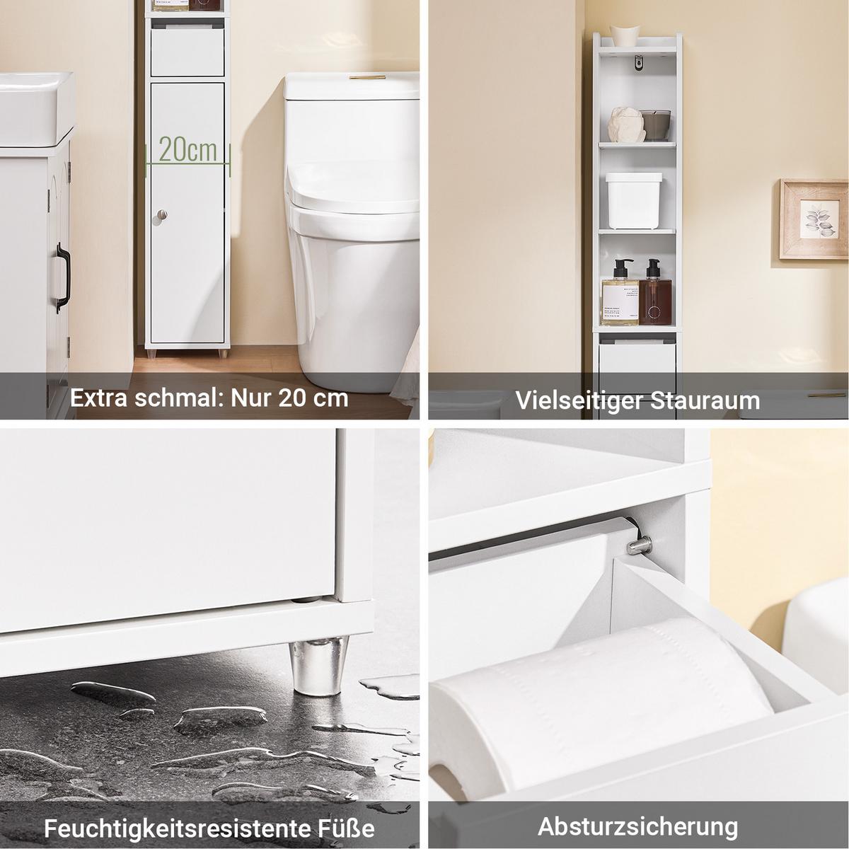 HOCHSCHRANK schmal Weiß, 20x20x145cm - Weiß, Holzwerkstoff (20/145/20cm) - SoBuy