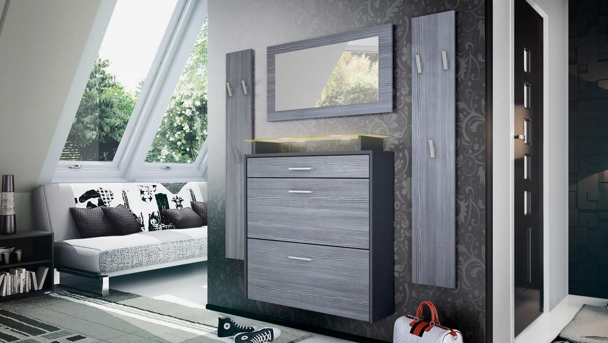GARDEROBE Malea Fronten in Avola-Anthrazit - Anthrazit, Holzwerkstoff (180/180/23cm) - Vladon