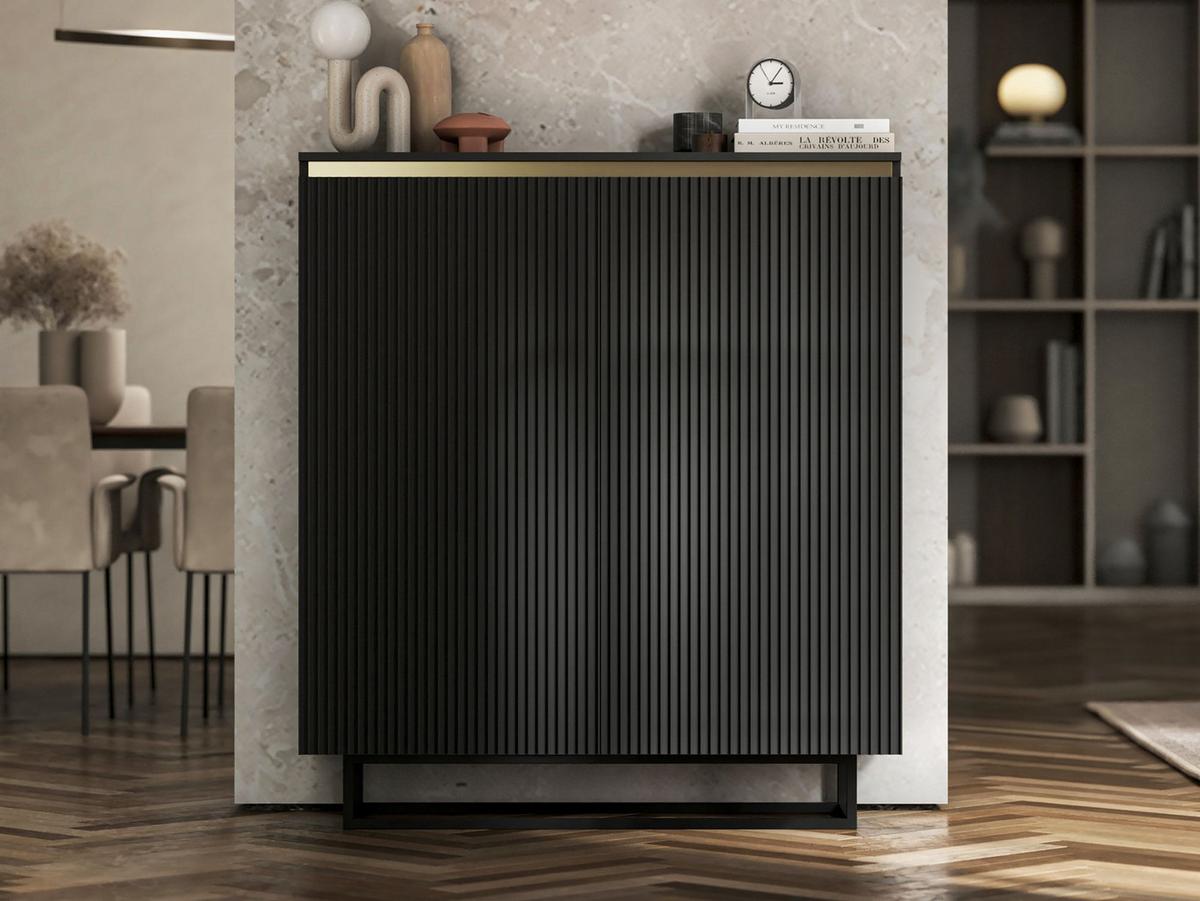 HIGHBOARD Selene 2D Schwarz Matt 111 cm - Schwarz, Holzwerkstoff/Metall (111/125/35cm) - Meble Lindner