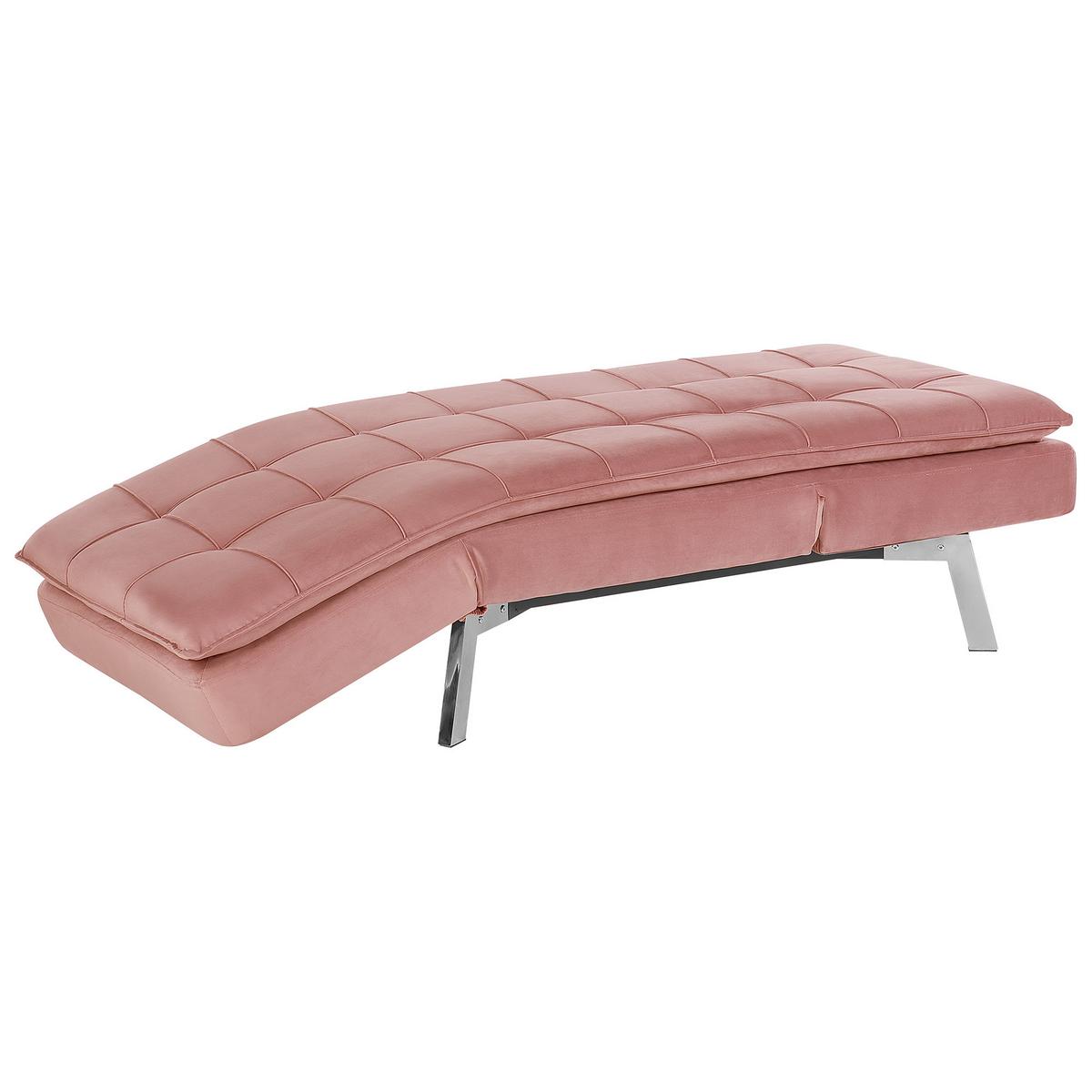 RELAXLIEGE Samtstoff rosa verstellbar Loiret - Pink/Silberfarben, Textil (179/93/76cm) - Beliani