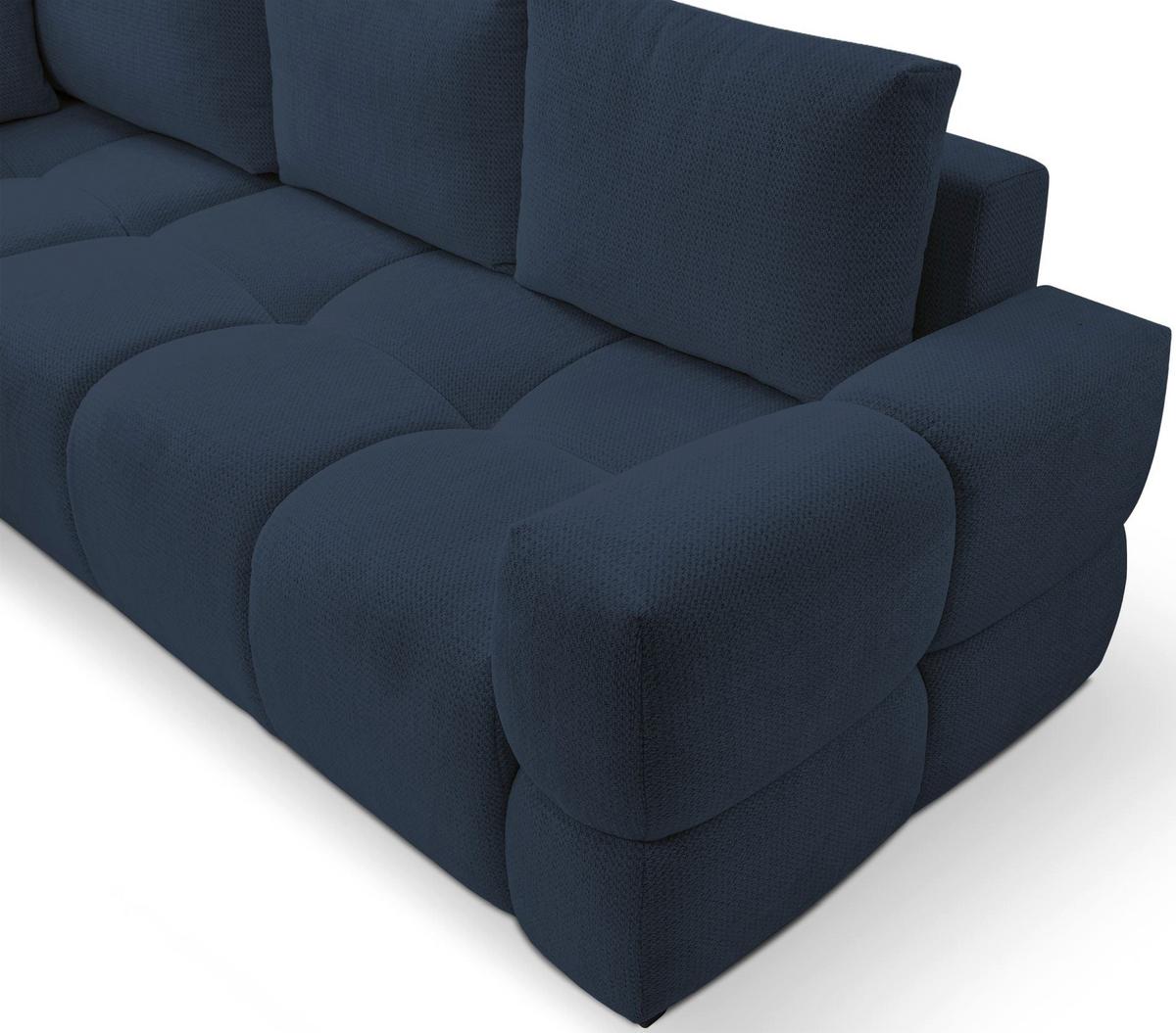 ECKSOFA Taremi mit Chenillebezug Marineblau, beidseitig - Schwarz/Dunkelblau, Textil (267/185cm) - Selsey