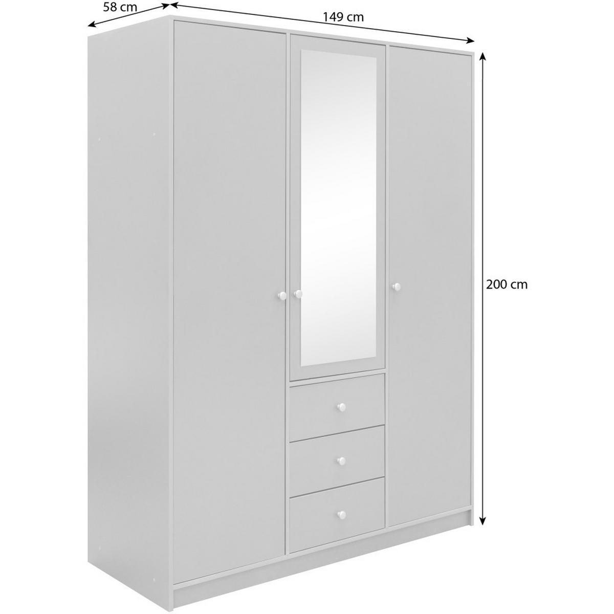 DREHTÜRENSCHRANK Solea Lux mit 3 Türen und 3 Schubladen, Blau - Blau/Goldfarben, Holzwerkstoff (150/200/57.5cm) - Beautysofa
