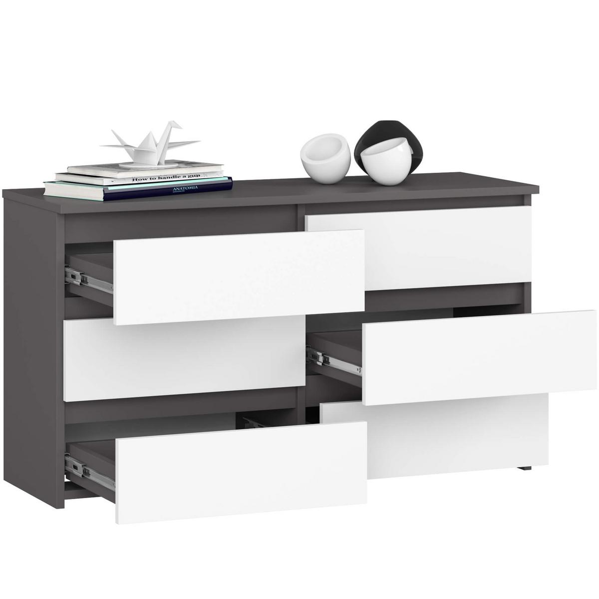 KOMMODE Graphit Grau, Weiß 57/100/35 - Weiß, Holzwerkstoff (100/57/35cm) - RAUMHIRSCH FURNITURE