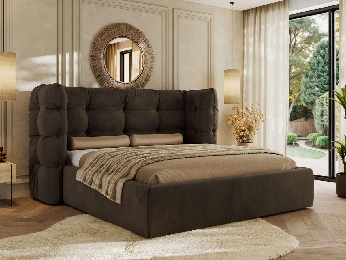 POLSTERBETT FLONELLE CLASSIC 140/200 - Braun Velvet - ohne Matratze - Braun, Textil (140/200cm) - MKS