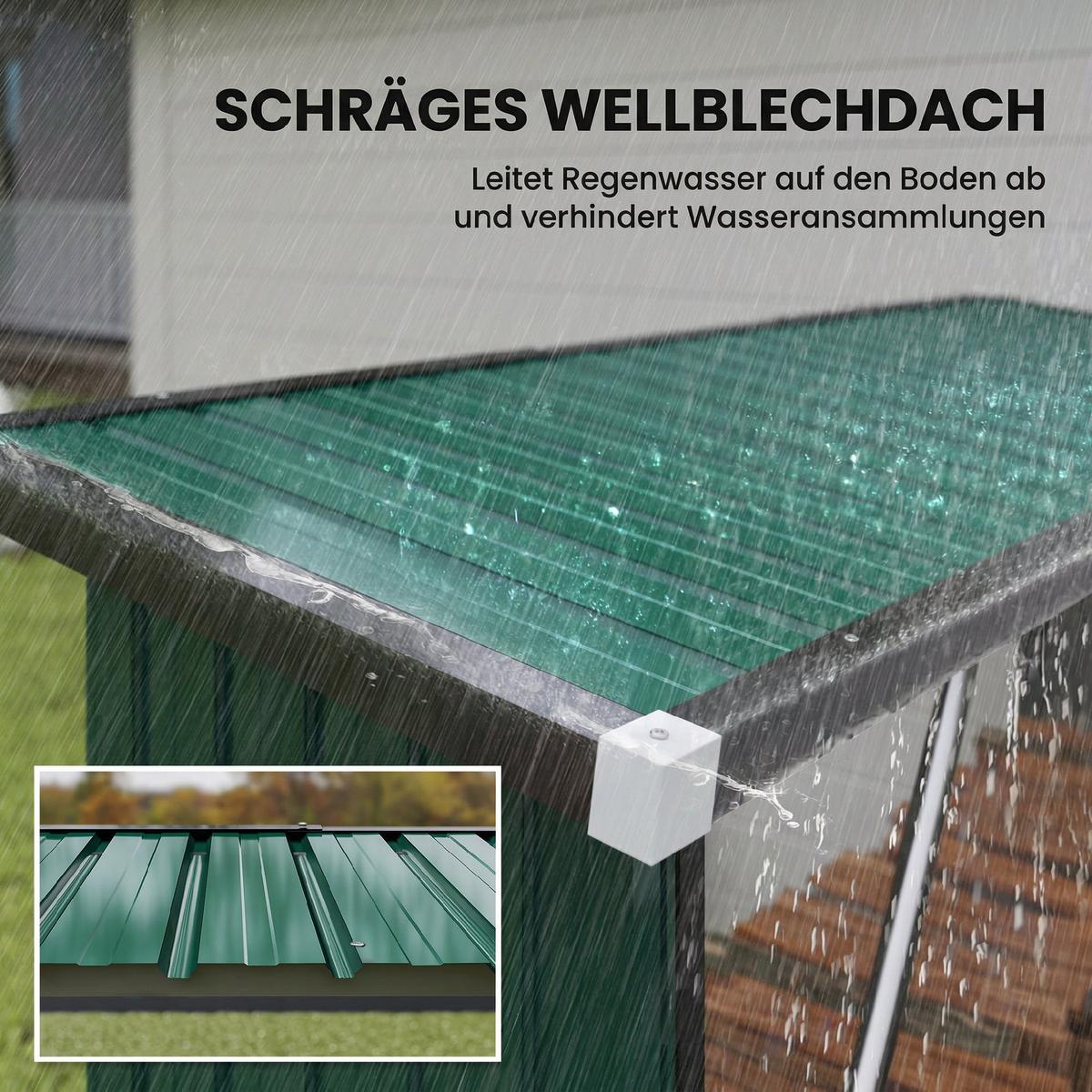 KAMINHOLZREGAL Verzinkter-Stahl Grün - Grün, Metall (66.5/150/213cm) - Outsunny
