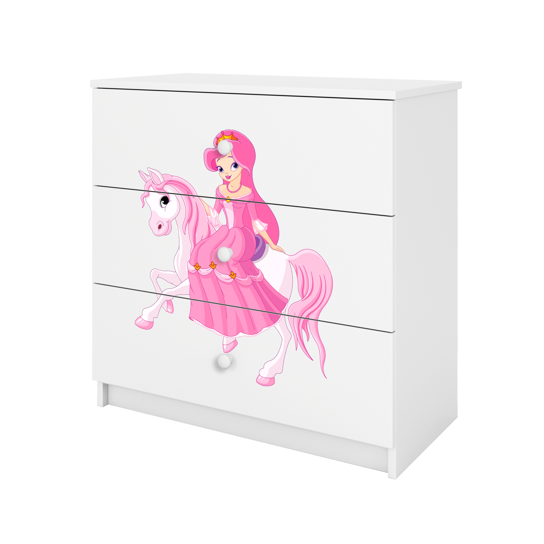 KOMMODE Babydreams Prinzessin zu Pferd 81/81/41 - Weiß, Holzwerkstoff (81/81/41cm) - RAUMHIRSCH FURNITURE