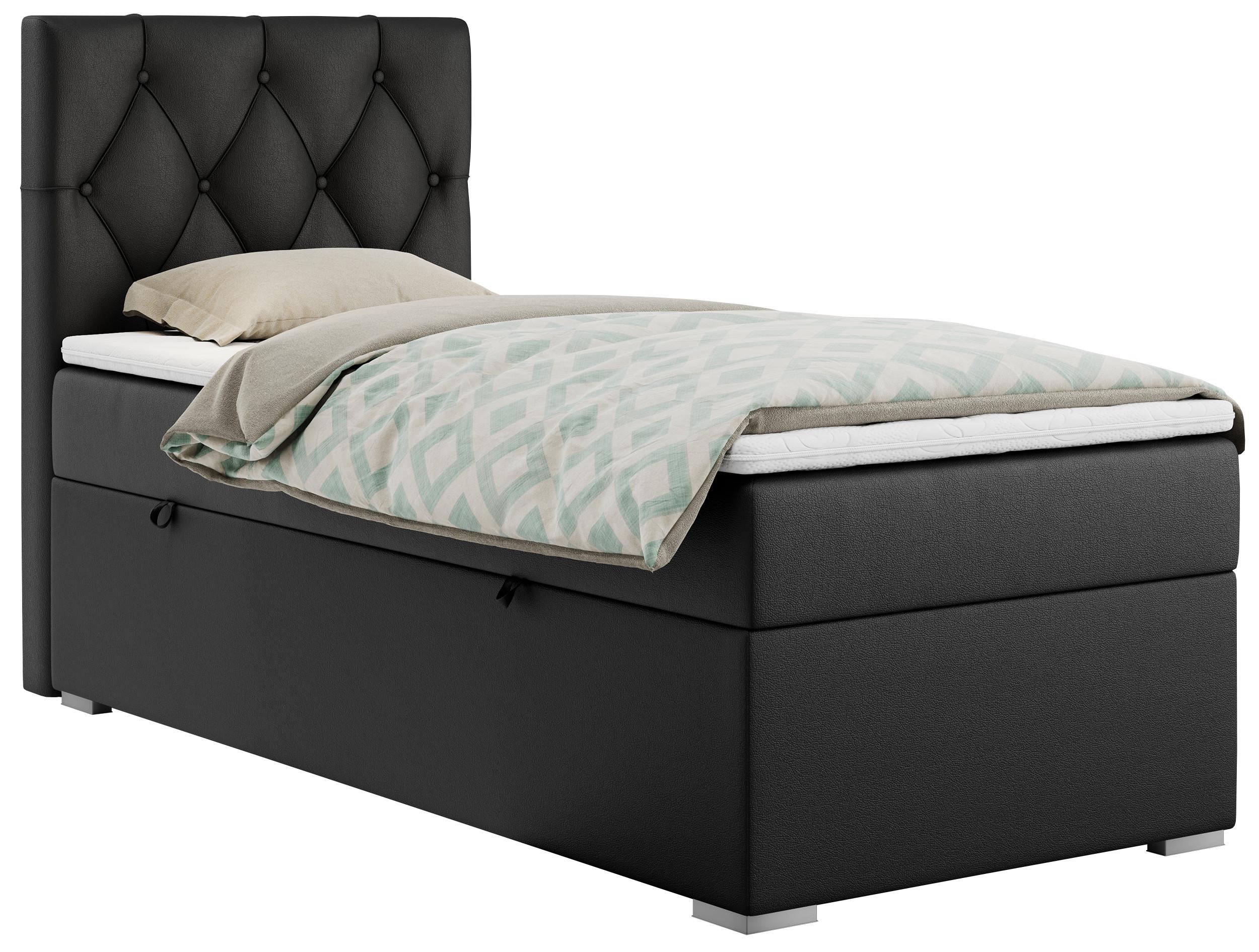 BOXBETT ALDA 90/200 Schwarz Kunstleder - H3 - Links Seite - Schwarz, Holz/Textil (90/200cm) - MKS