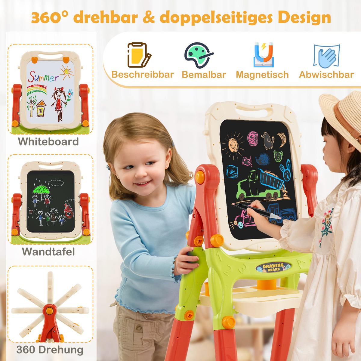 KINDERTAFEL Mehrfarbig - Rot/Multicolor, Kunststoff (61/109/48cm) - COSTWAY