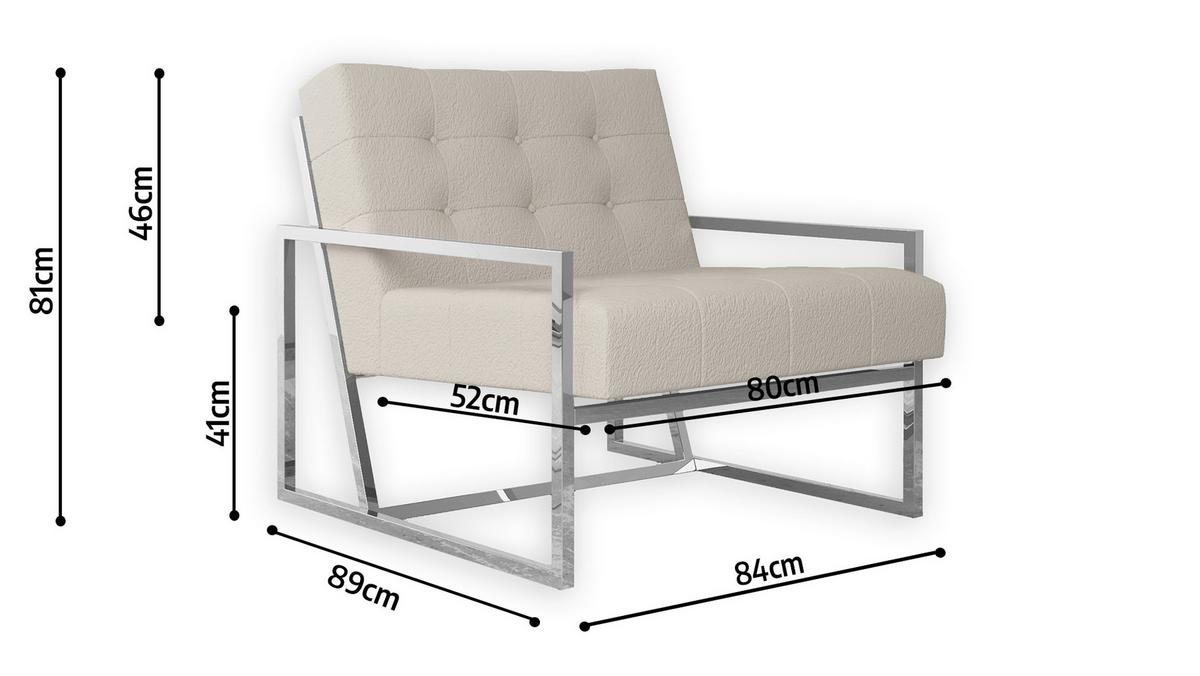 LOUNGESESSEL Duban Beige Bouclé-Stoff - Beige/Silberfarben, Holz/Textil (84/81/89cm) - S-Style Möbel