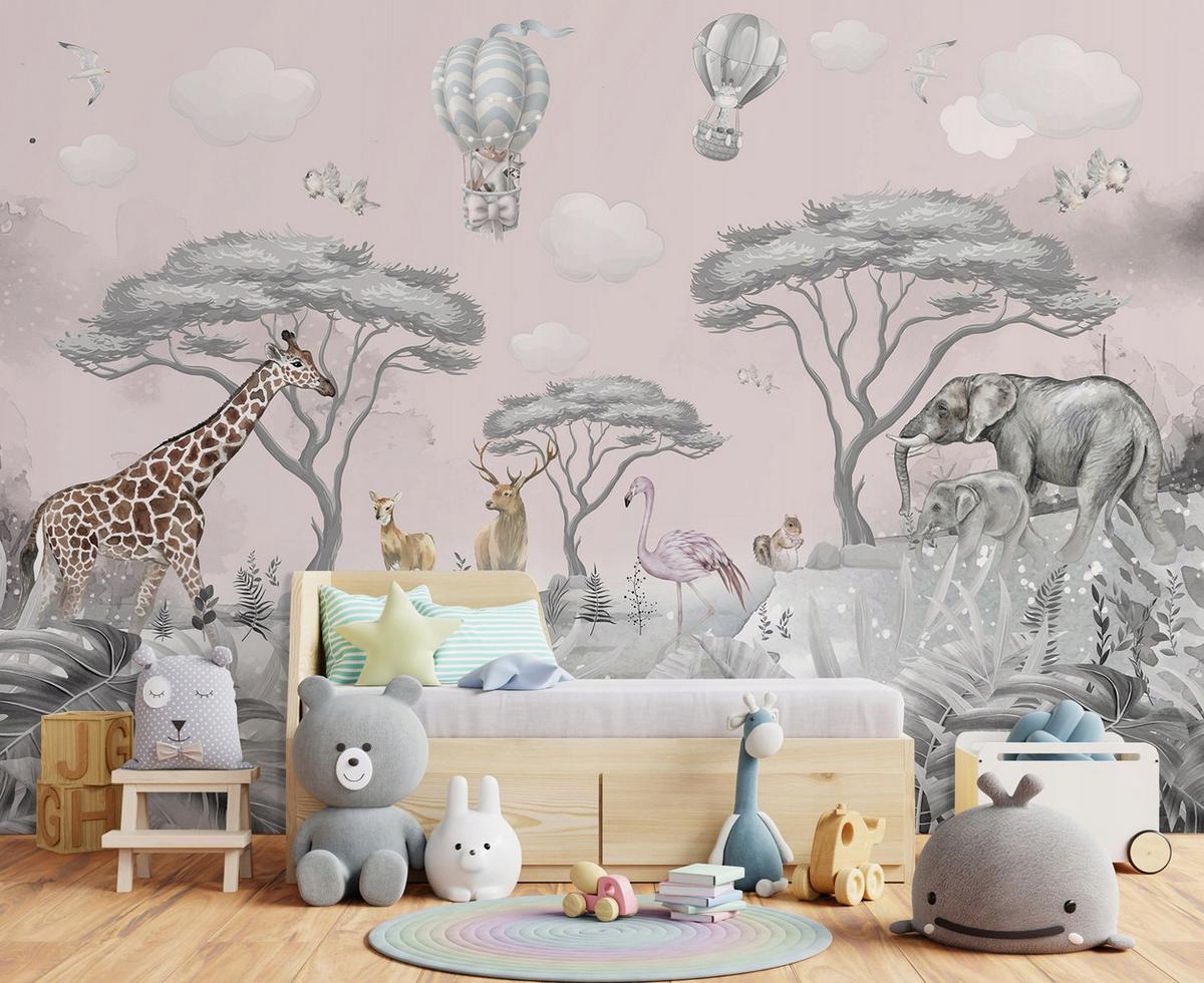FOTOTAPETE Kinderzimmer Dschungel Vliestapete Tapete 200x140 - Multicolor, Papier (200/140cm) - Wallarena