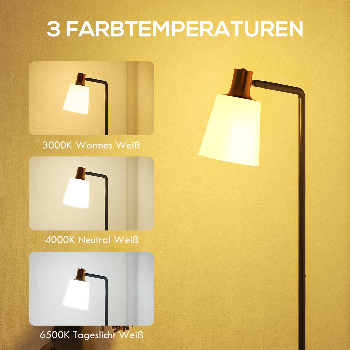 STEHLAMPE LED mit 350° drehbar Kopf Schwarz - Schwarz, Metall (45/21/148cm) - HOMCOM