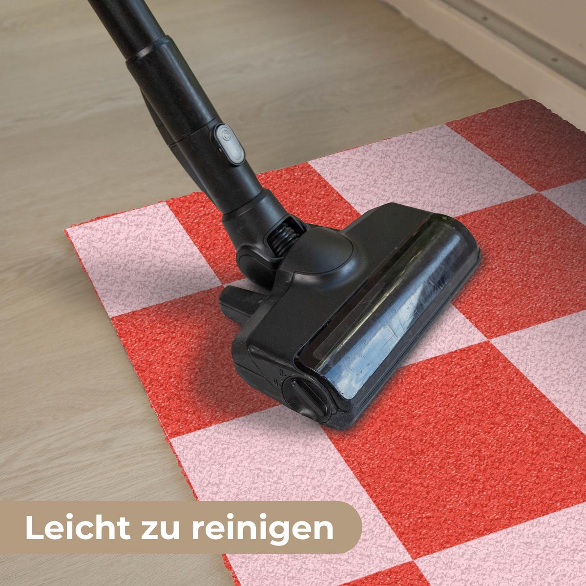 FUSSMATTE Schachbrettmuster - Rot - Rosa - Würfel Türmatte 90x60 cm - Rot, Kunststoff (90/0.4cm) - MuchoWow