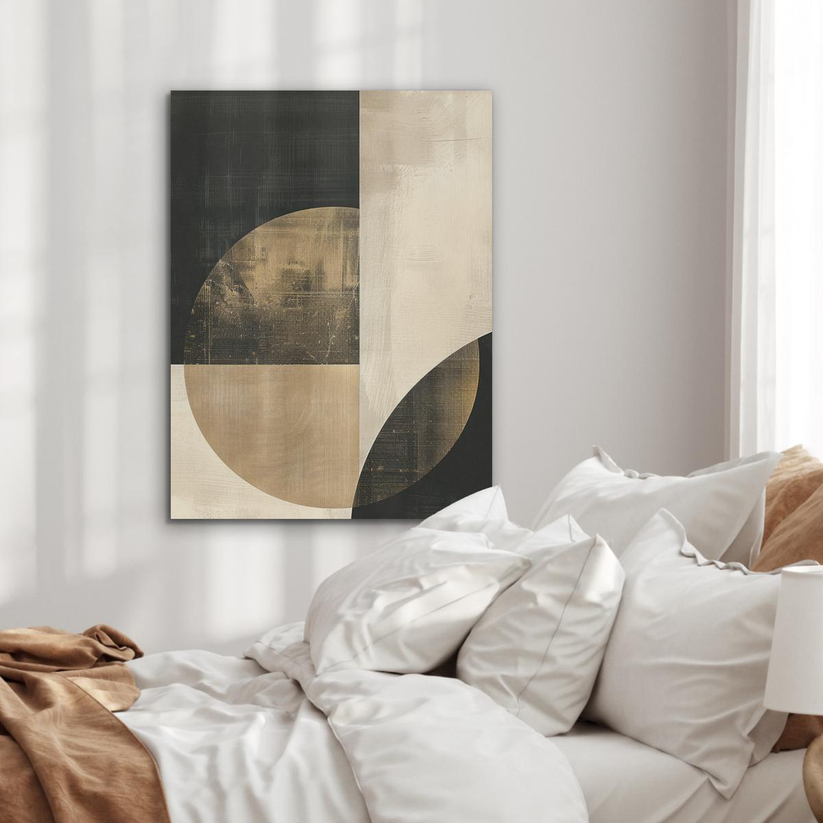 AKUSTIKBILD Abstrakt - Geometrische Formen - Schwarz - Gold Wandbilder 60x80 cm - Ecru, Kunststoff (60/80/0.9cm) - MuchoWow