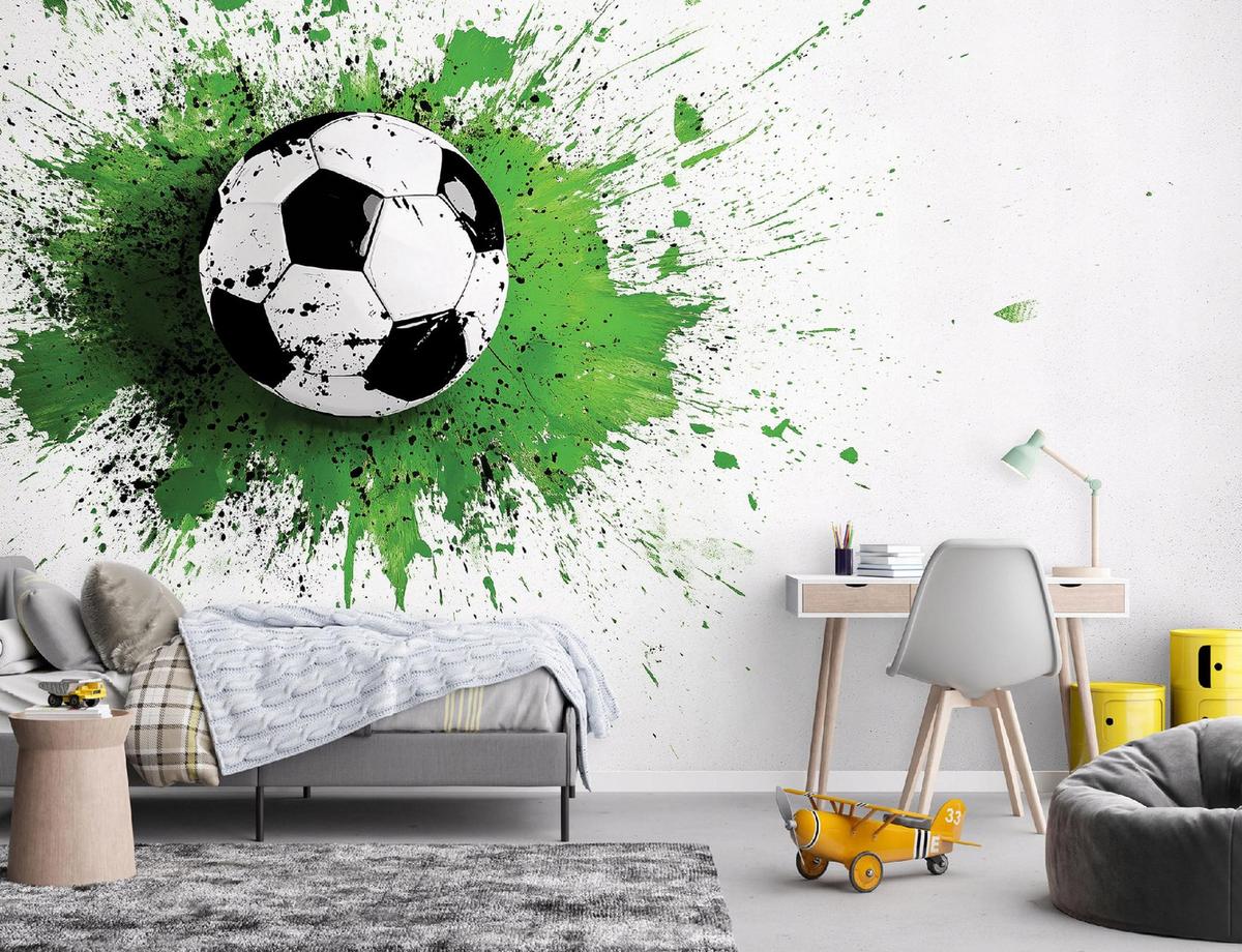 FOTOTAPETE Kinderzimmer Junge Fußball 200x140 - Multicolor, Papier (200/140cm) - Wallarena