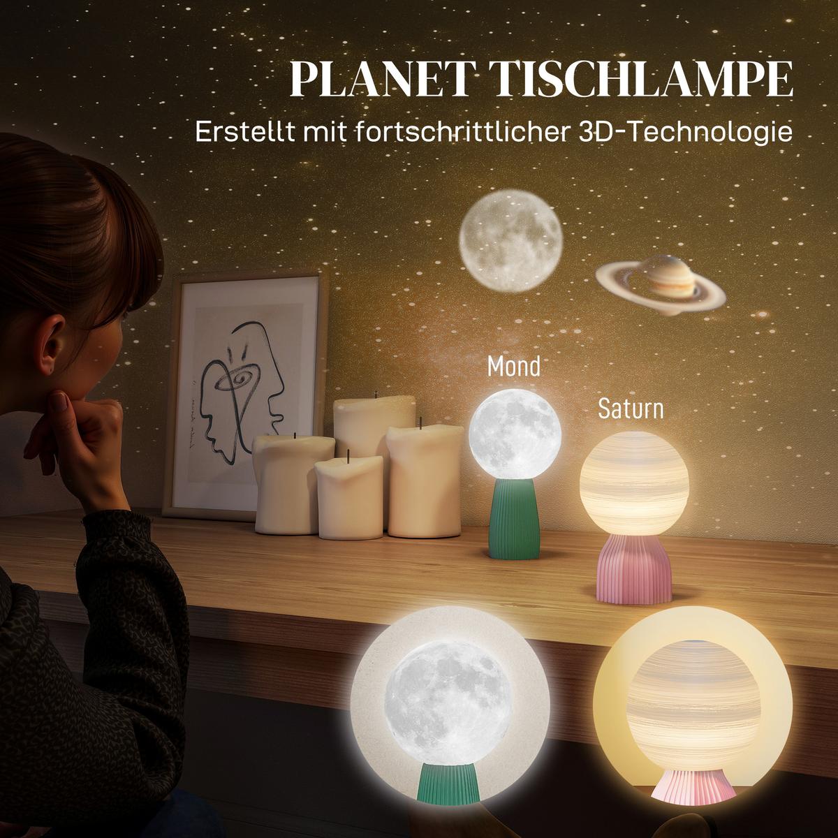 TISCHLAMPE ABS Weiß - Weiß, Kunststoff (15/15/27.5cm) - HOMCOM