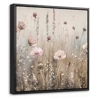 LEINWAND Bilder mit Rahmen - Blumen - Rosa - Modern - Beige - 20x20 - Beige, Textil (20/20cm) - MuchoWow