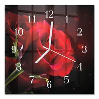 WANDUHR aus Glas 30x30 cm - Rosen - Rot, Glas (30/30/0.4cm) - TULUP