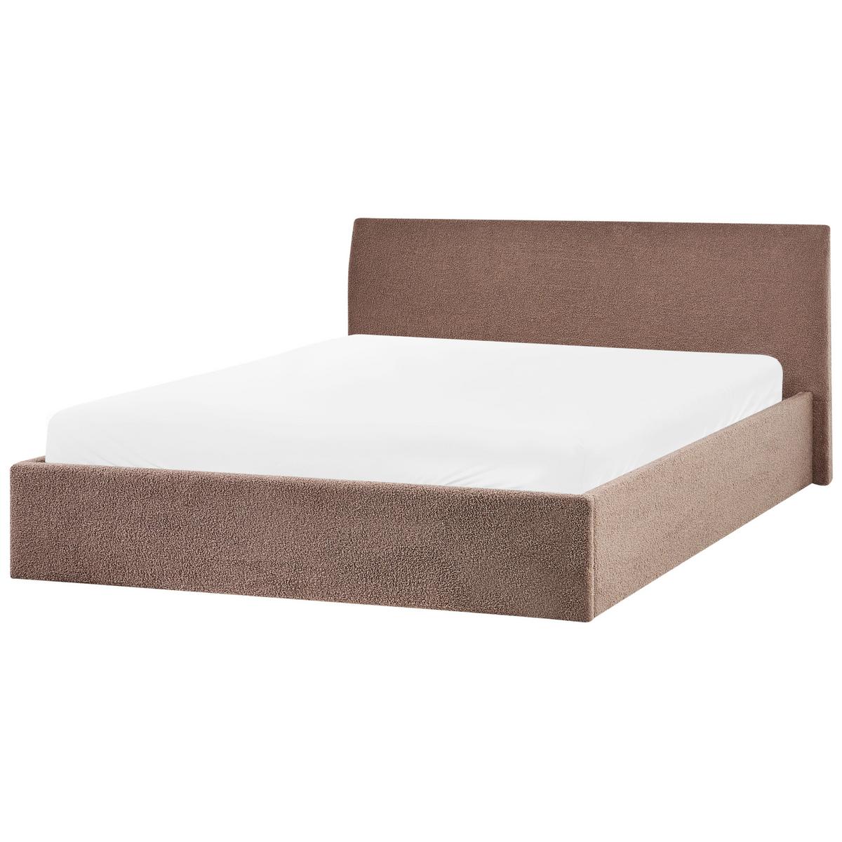 BETT mit Stauraum 180/200 cm Bouclé Braun Orbey - Braun, Textil (180/200cm) - Beliani