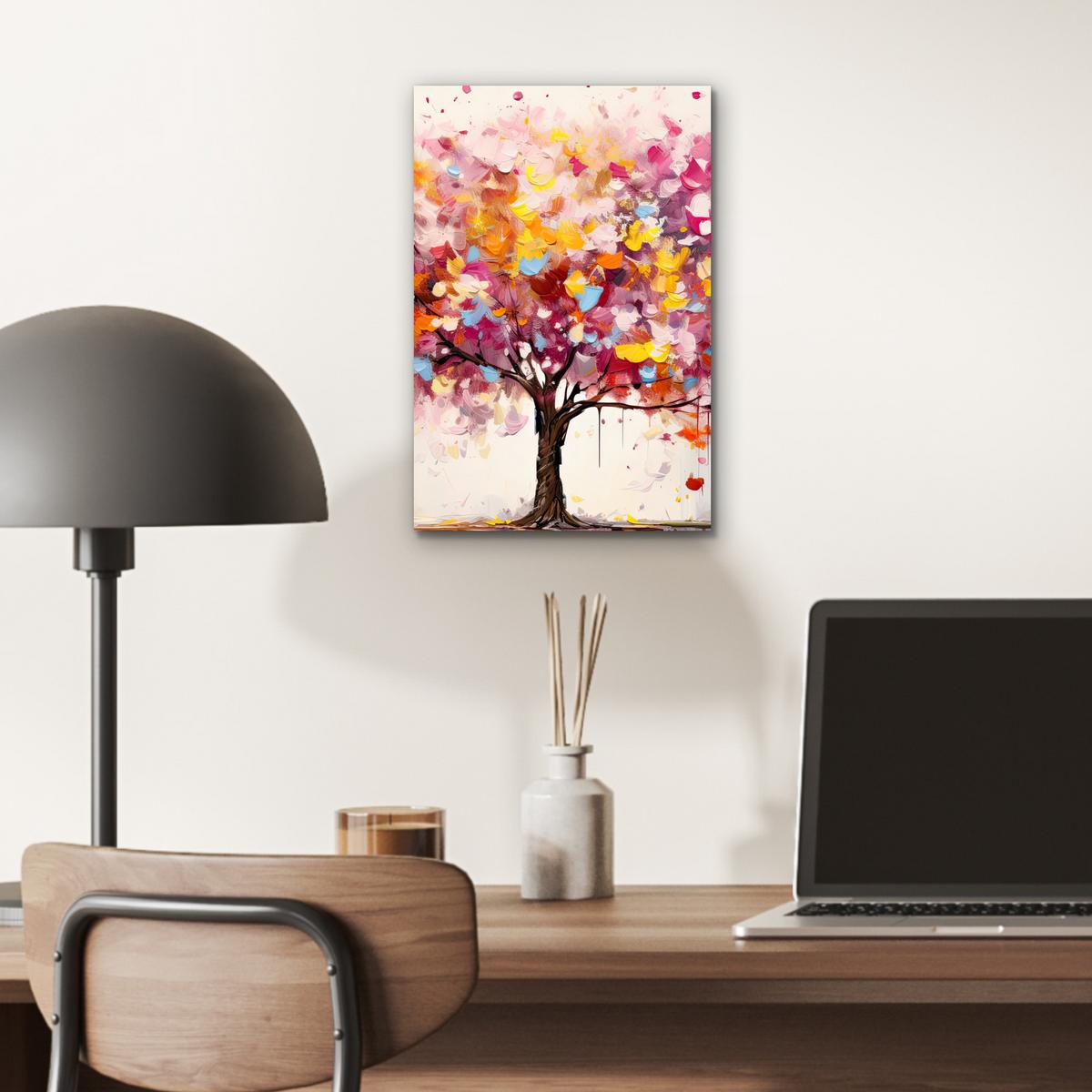 METALLBILD Aquarell - Baum - Kunst - Abstrakt 20x30 cm - Multicolor, Metall (20/30cm) - MuchoWow
